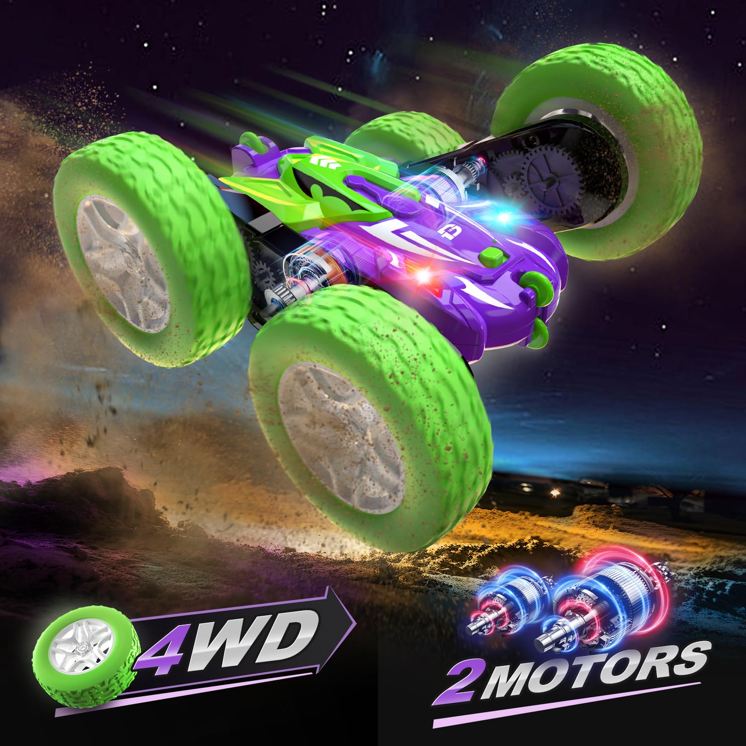 Foto 5 pulgar | Rc Stunt Car Deerc, Conducción A Doble Cara, Giro 360°, 4wd, 2,4 Ghz - Venta Internacional.