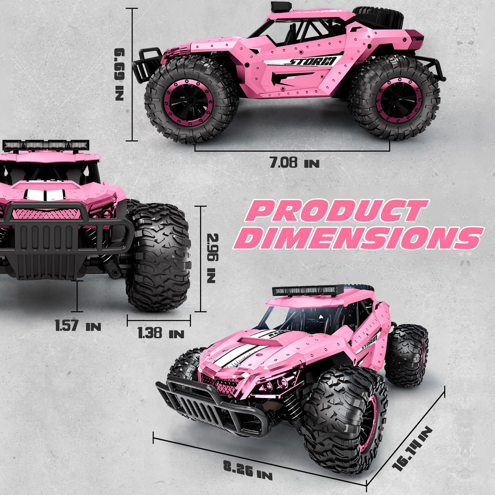 Foto 8 pulgar | Coche Tecnock Pink Con Mando A Distancia, Escala 1/16, 20 Km/h, Para Niños - Venta Internacional.