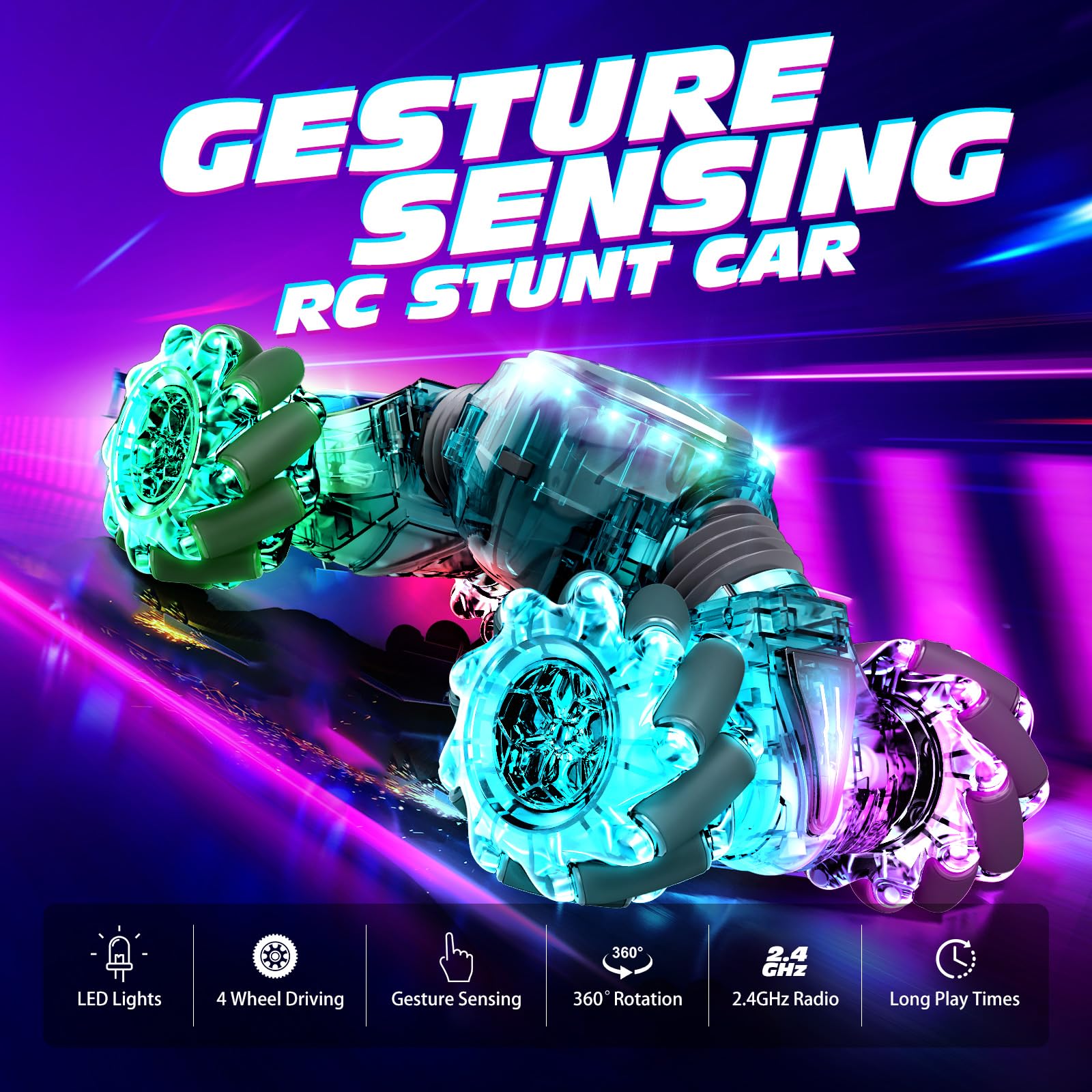 Foto 4 pulgar | Coche De Control Remoto Tecnock Rc Cars 4wd Para Niños Con Luces - Venta Internacional.