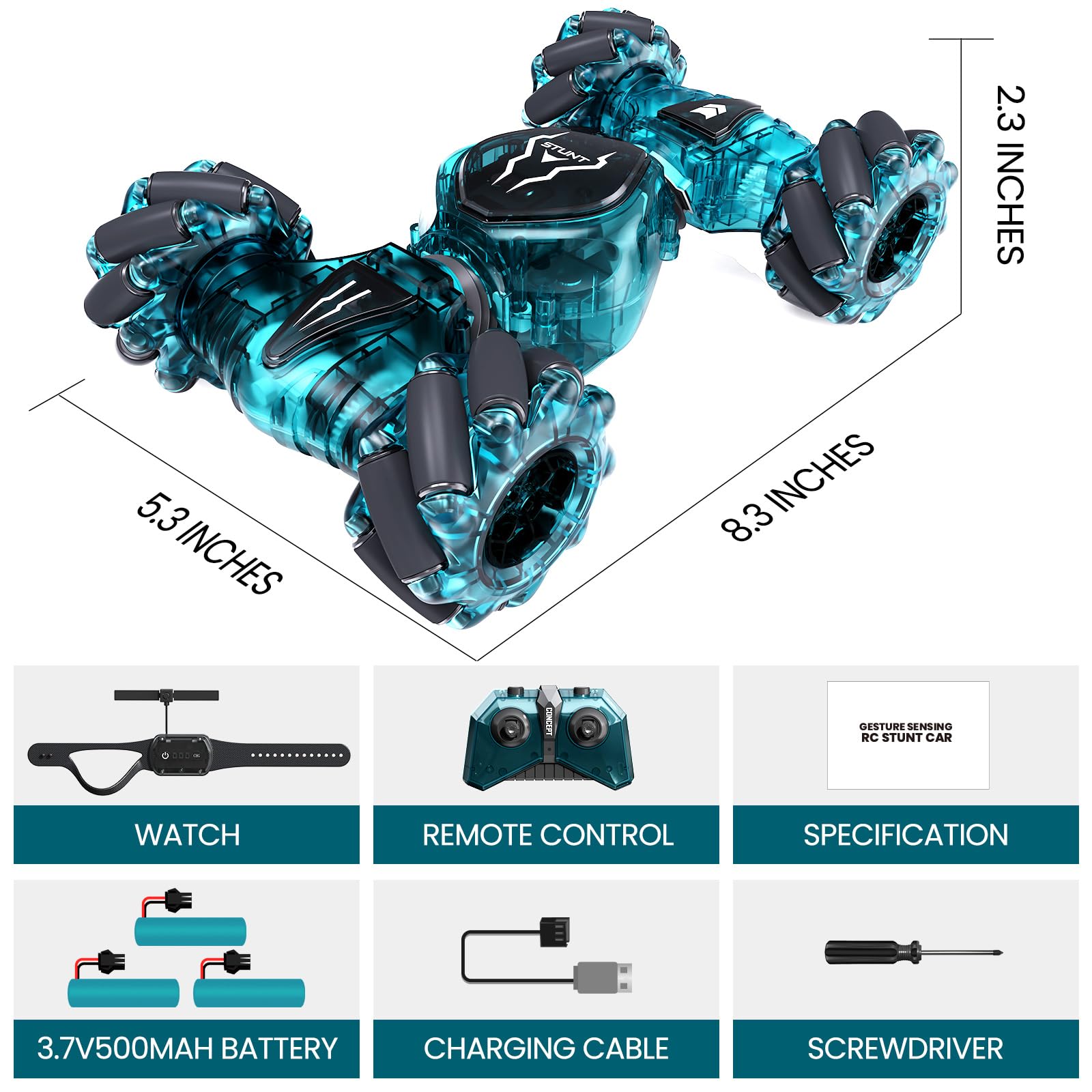 Foto 8 pulgar | Coche De Control Remoto Tecnock Rc Cars 4wd Para Niños Con Luces - Venta Internacional.