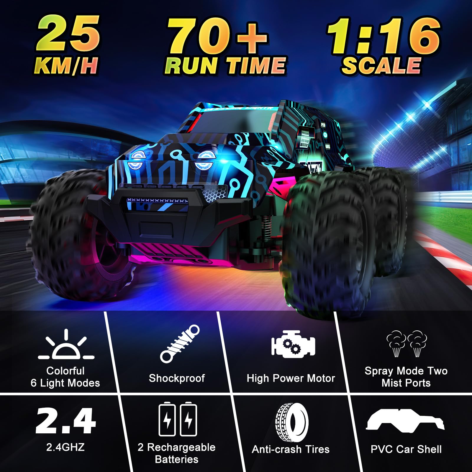 Foto 5 pulgar | Coche De Control Remoto Bluejay 2.4 Ghz De Alta Velocidad Rc Truck Kids - Venta Internacional.
