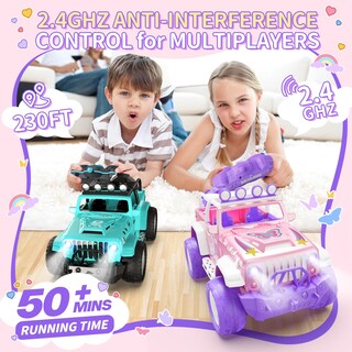 Foto 6 | Coche a Control Remoto Deerc Rosa con Niebla y Música para Niñas - Venta Internacional