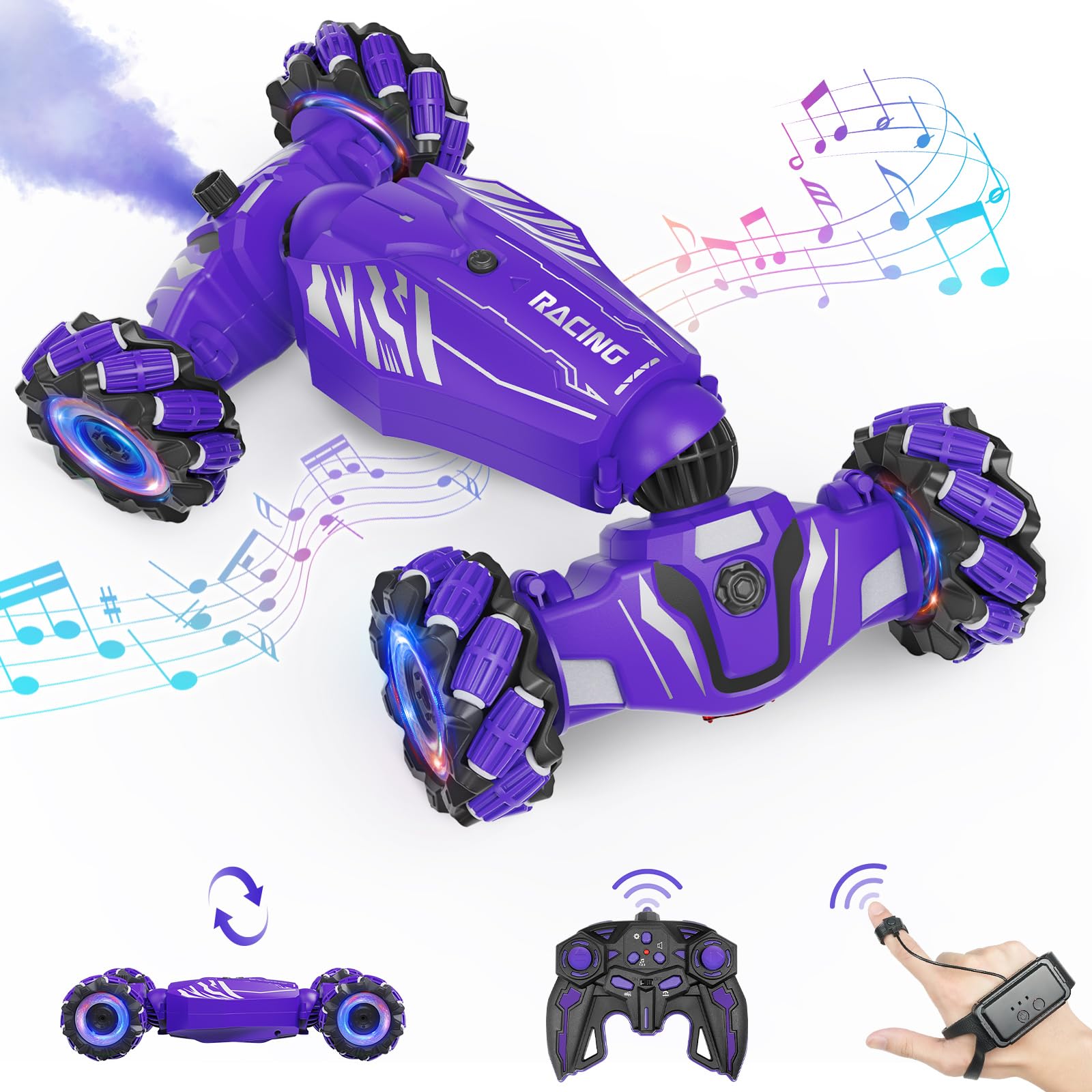 Coche De Acrobacias Rc Dysaim Con Sensor De Gestos 4wd Con Luces Y Música - Venta Internacional.