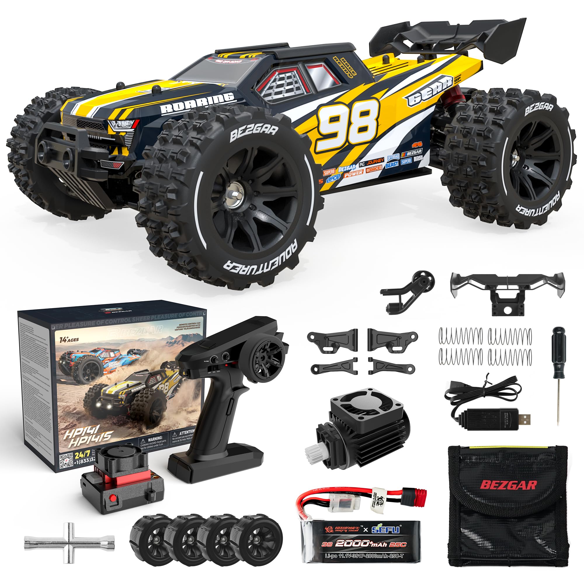 Coche Rc Bezgar Hp141s Rápido, 80 Km/h, Escala 1:14 A Escala Impermeable - Venta Internacional.