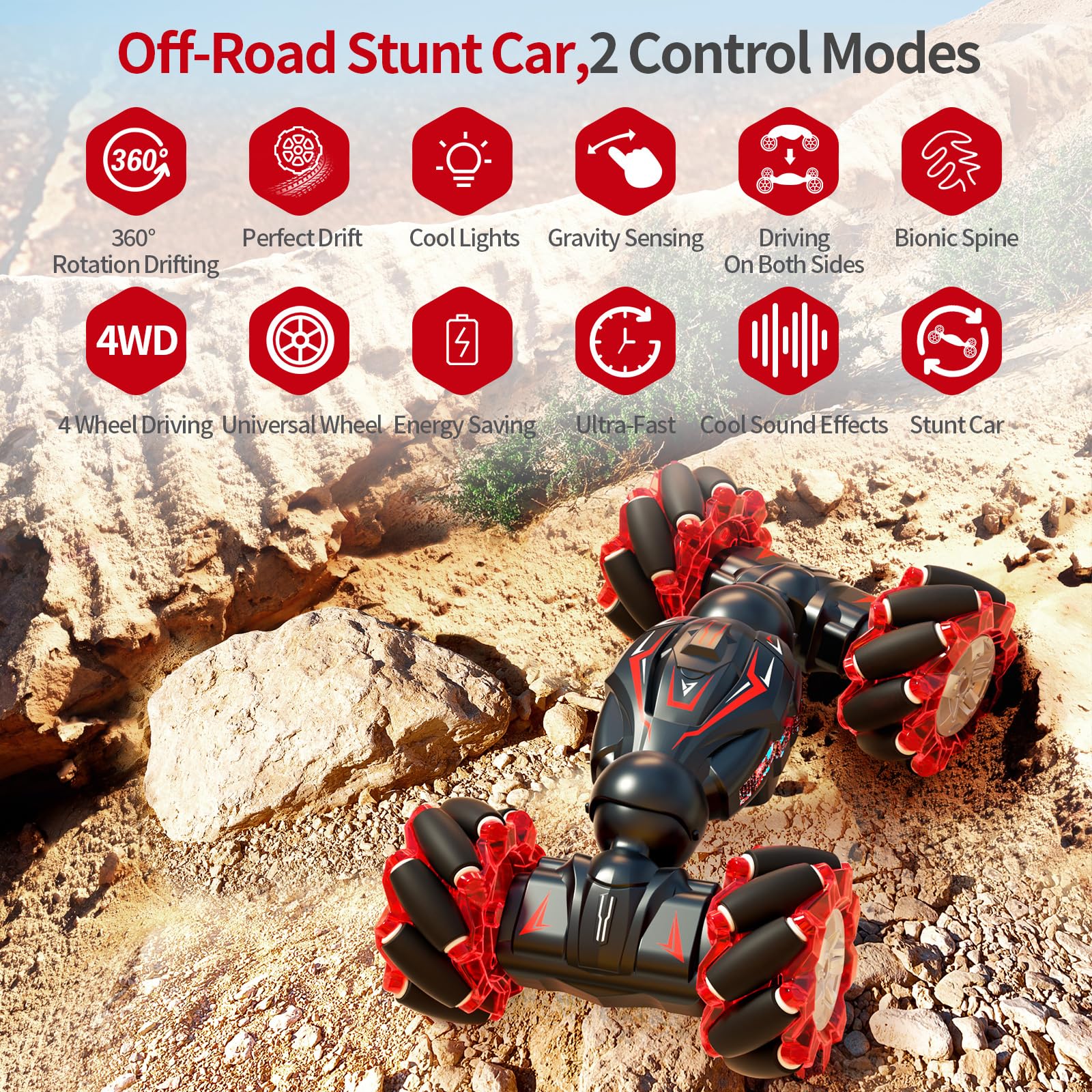 Foto 6 pulgar | Juguete De Control Remoto Rc Stunt Car Jovow 1:12 Rojo, 2.4 Ghz, 4wd - Venta Internacional.