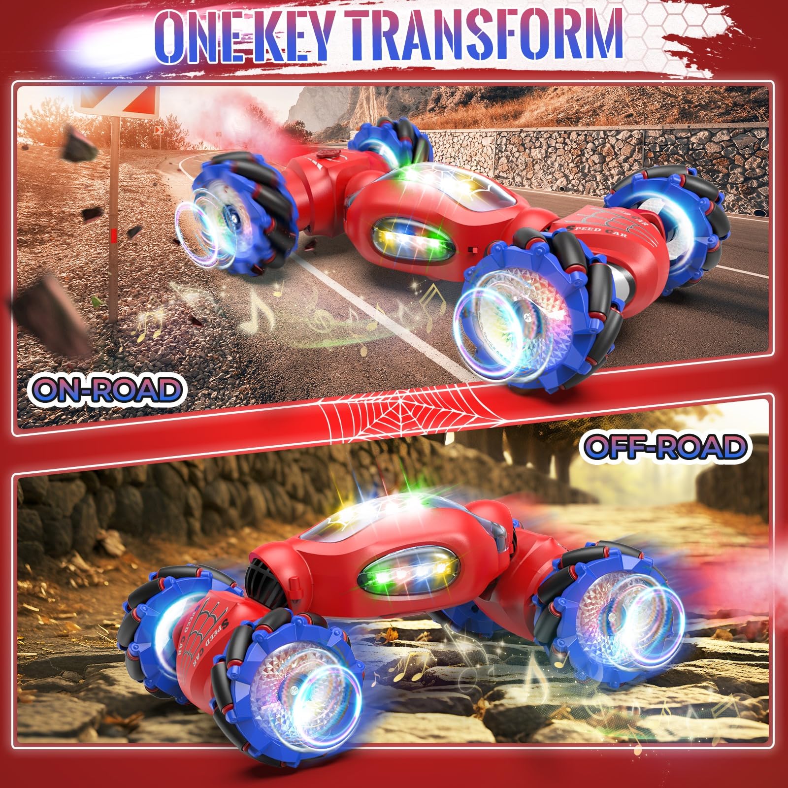 Foto 2 | Coche con Mando a Distancia Fosgoit Spider 4WD Stunt con Luz y Música - Venta Internacional