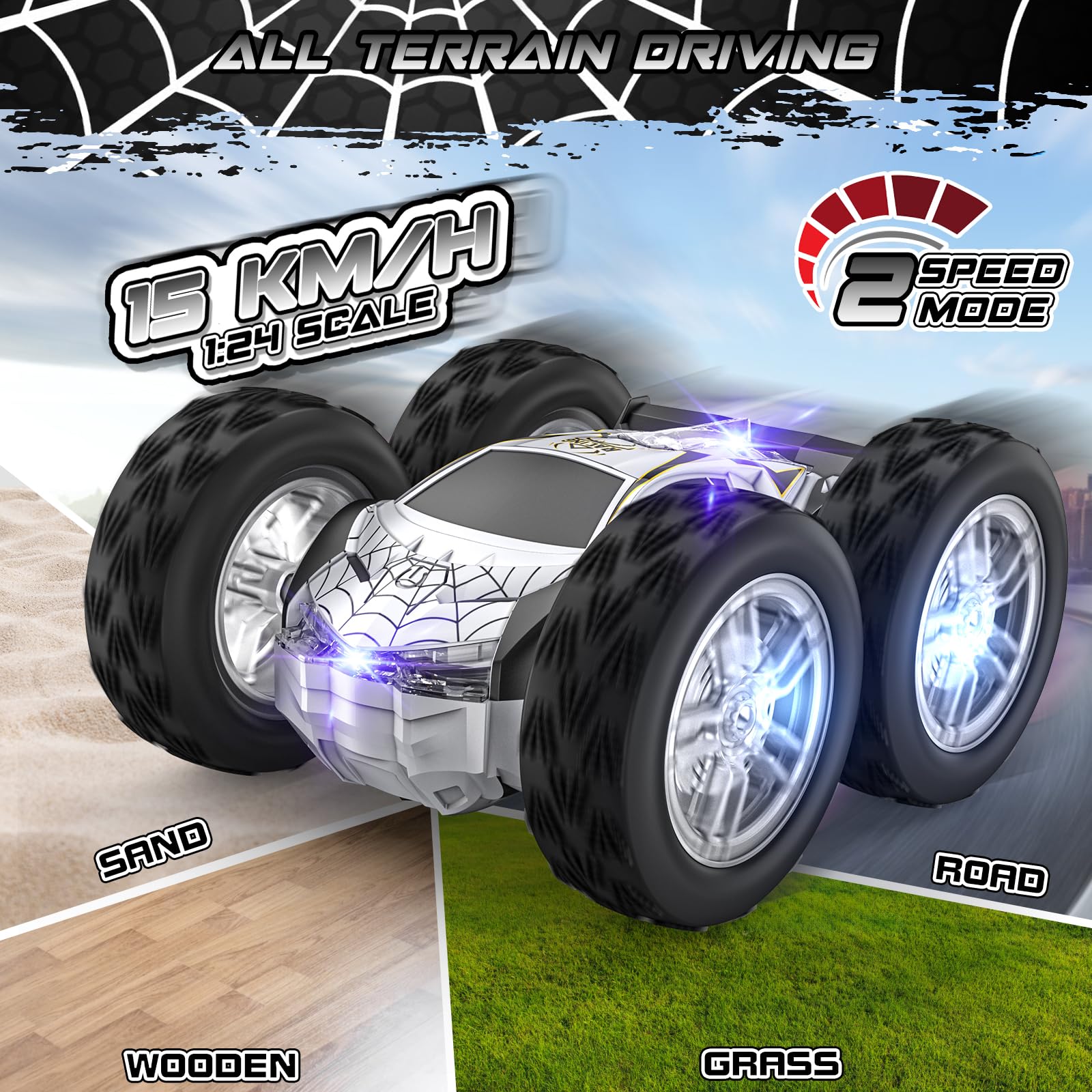 Foto 5 | Auto A Control Remoto Wupuaait Para Niños Rc Stunt 1:24 4-7 Años - Venta Internacional.