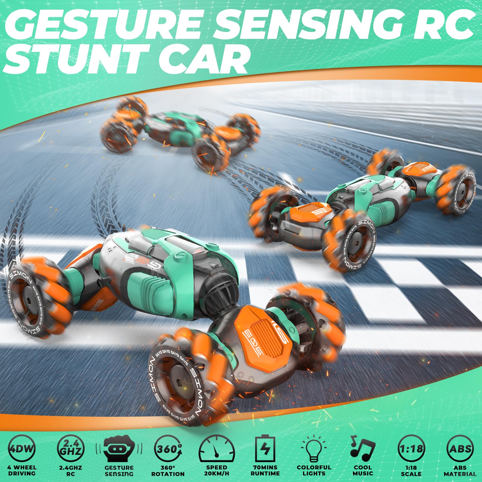 Foto 3 pulgar | Control Remoto Rc Stunt Car Dysaim Con Sensor De Gestos De 2,4 Ghz - Venta Internacional.