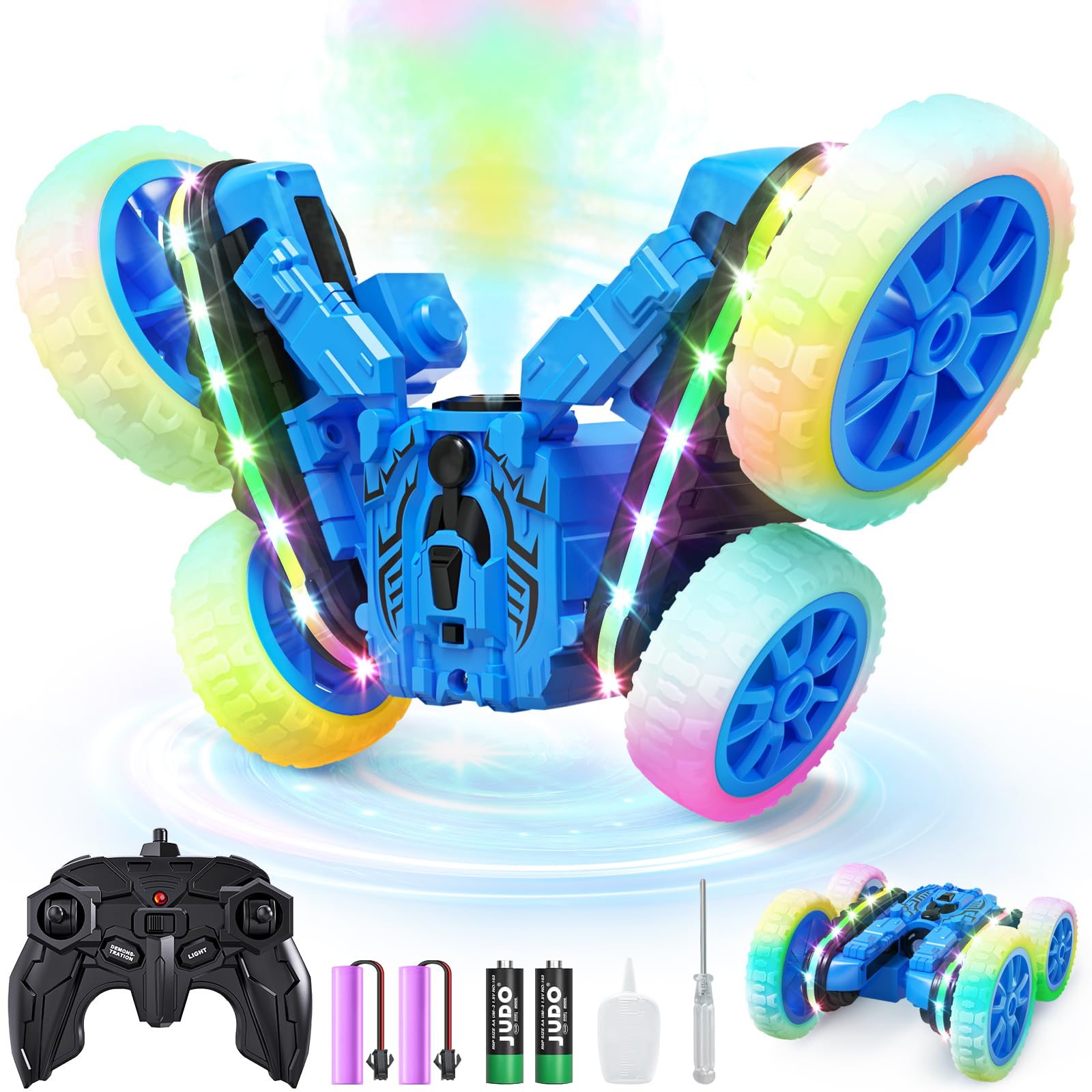 Foto 2 pulgar | Coche a Control Remoto Jimdella Azul RC Stunt 4WD 15 km/h - Venta Internacional
