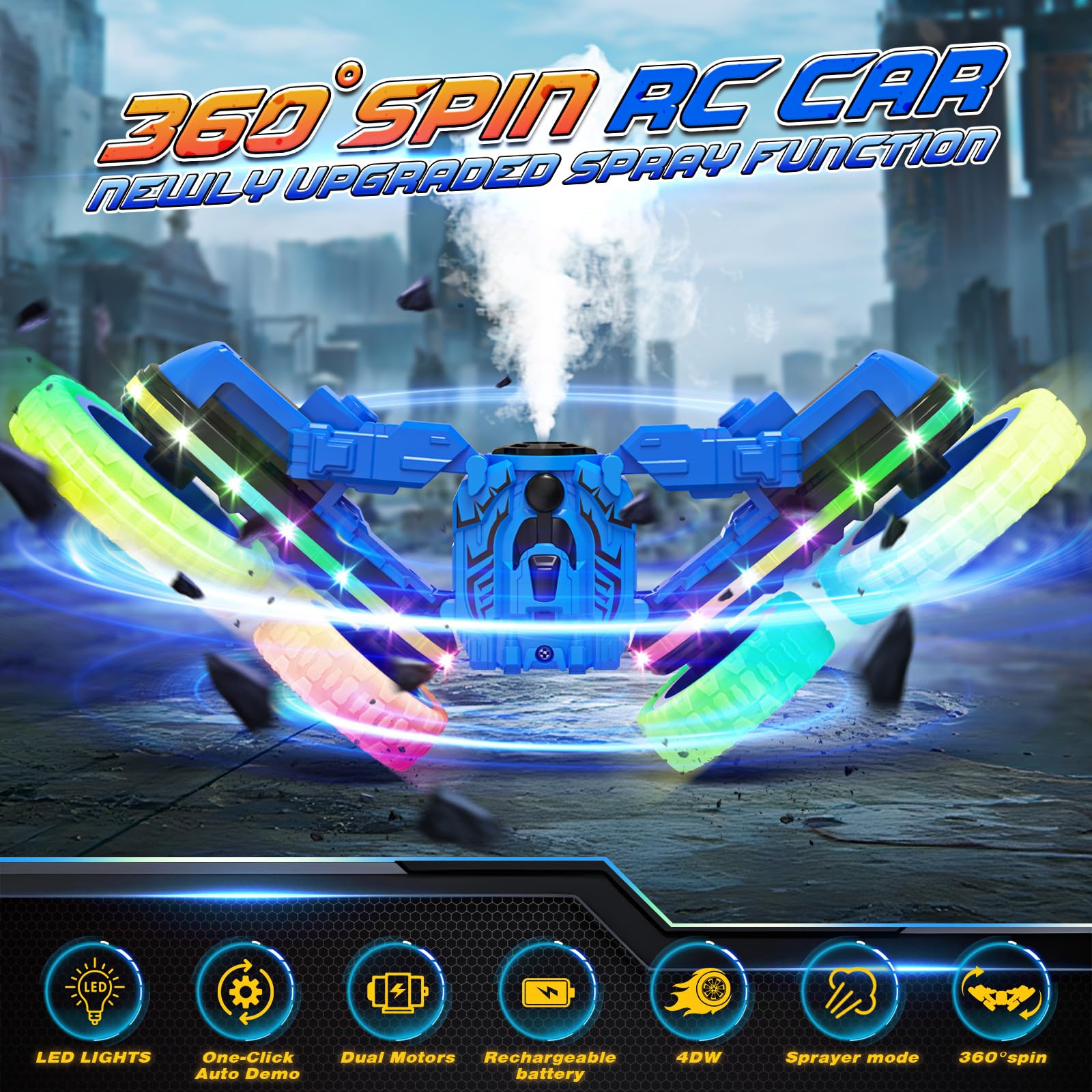 Foto 3 pulgar | Coche a Control Remoto Jimdella Azul RC Stunt 4WD 15 km/h - Venta Internacional