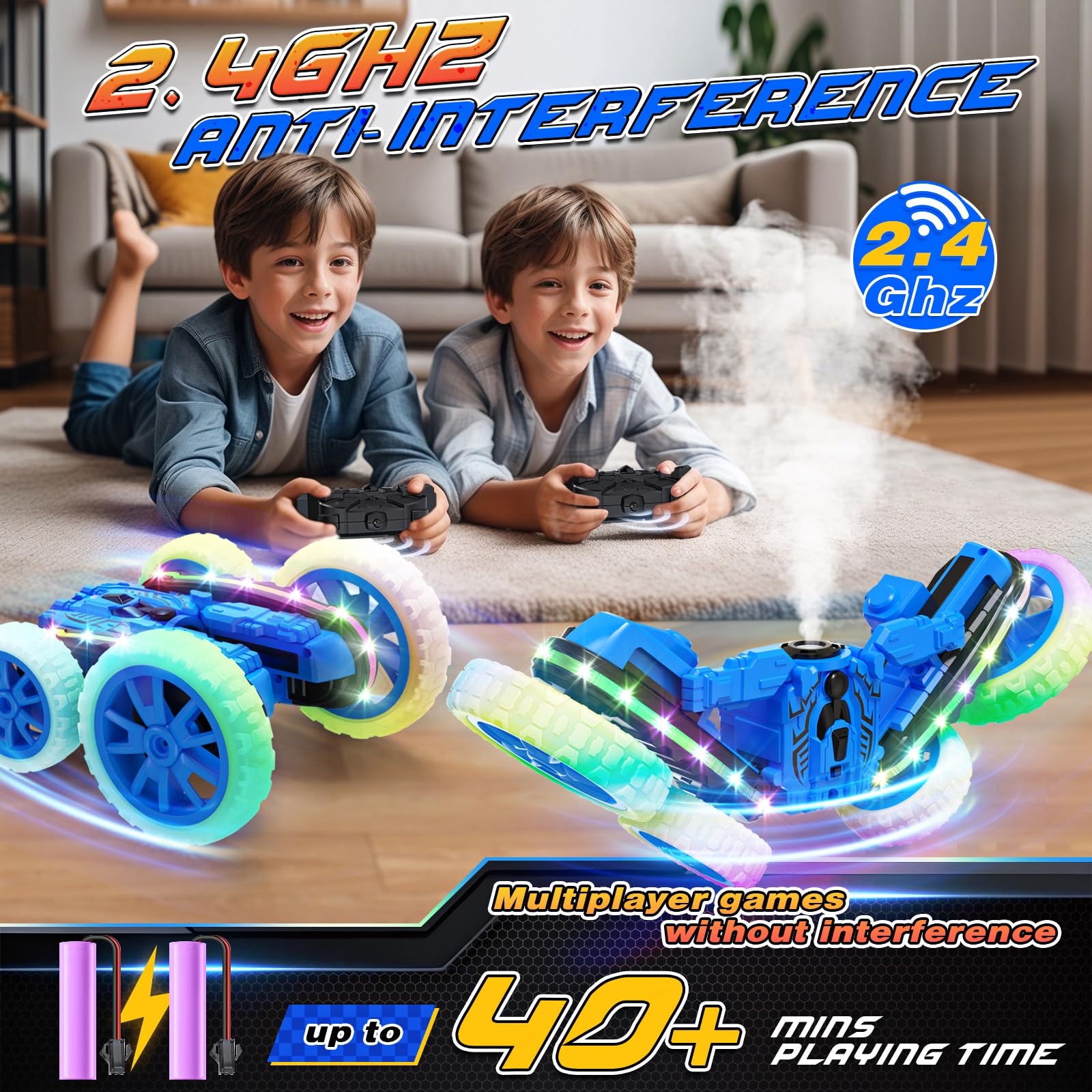 Foto 4 pulgar | Coche a Control Remoto Jimdella Azul RC Stunt 4WD 15 km/h - Venta Internacional