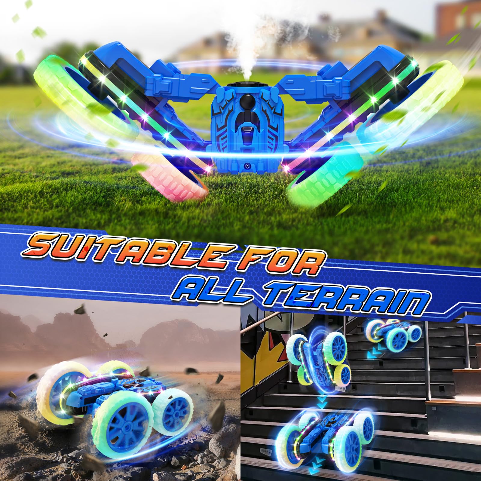 Foto 5 pulgar | Coche a Control Remoto Jimdella Azul RC Stunt 4WD 15 km/h - Venta Internacional
