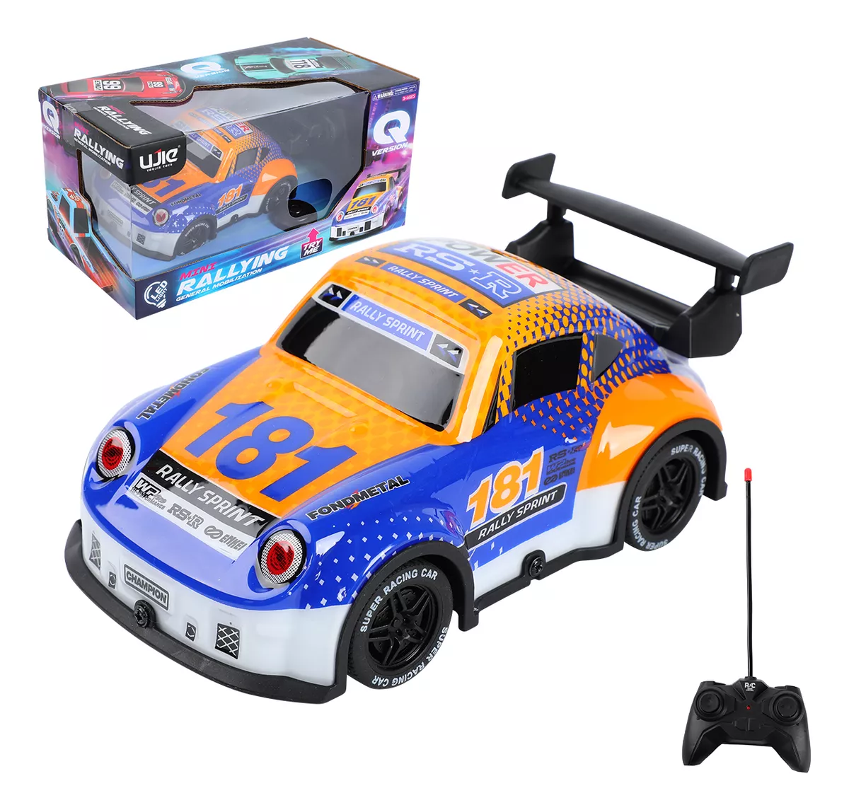 Foto 4 pulgar | Coche de Control Remoto con Luz Recargable Naranja