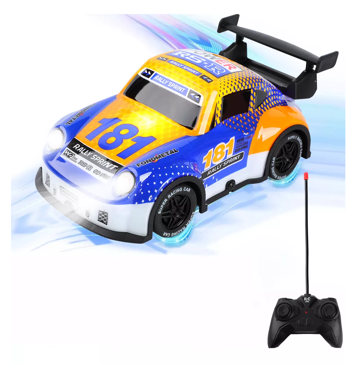 Foto 5 pulgar | Coche de Control Remoto con Luz Recargable Naranja