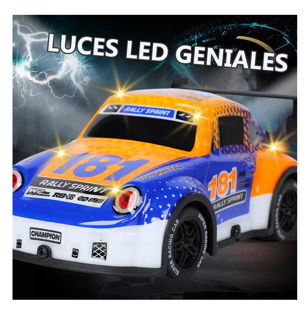 Foto 6 pulgar | Coche de Control Remoto con Luz Recargable Naranja