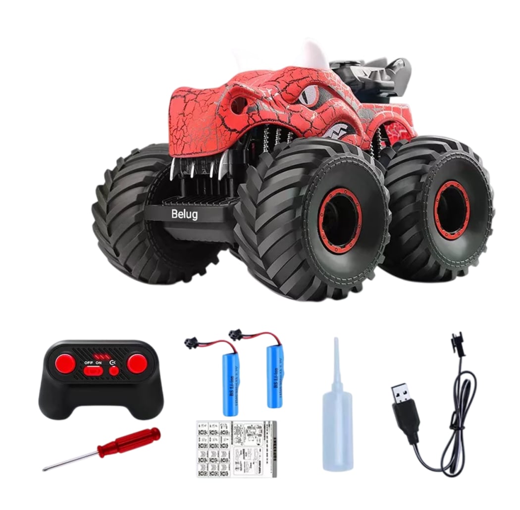 Coche Teledirigido Recargable Todoterrenofantilcon Steam2.4g Rojo Negro $682