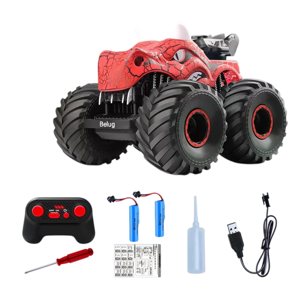 Coche Teledirigido Recargable Todoterrenofantilcon Steam2.4g Rojo Negro