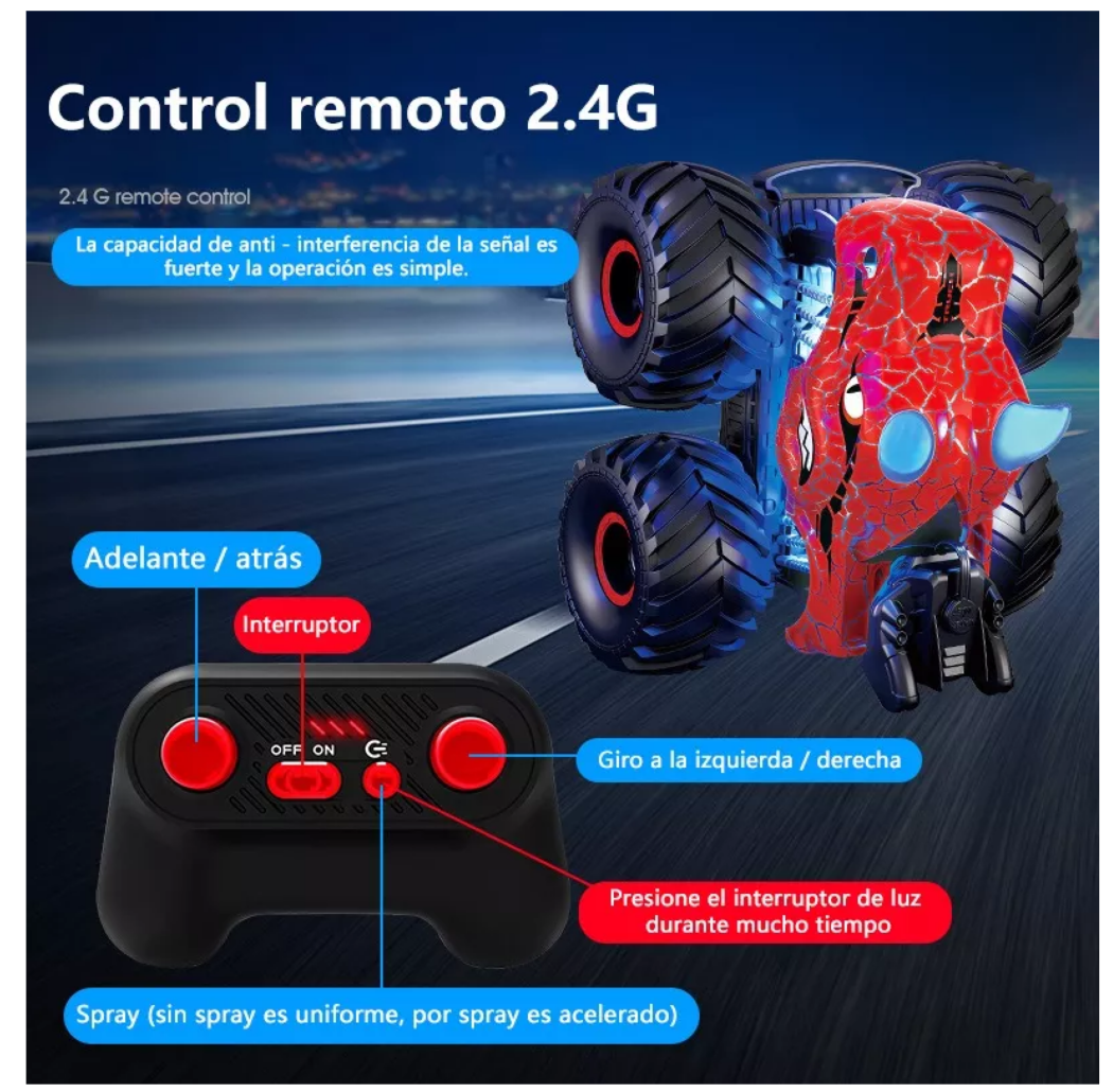 Foto 3 pulgar | Coche Teledirigido Recargable Todoterrenofantilcon Steam2.4g Rojo Negro
