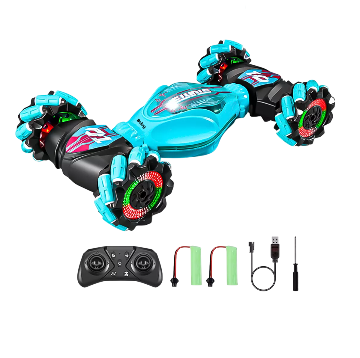 Carros De Control Remoto Gestos Acrobático 27cm Música+luces Verde Negro
