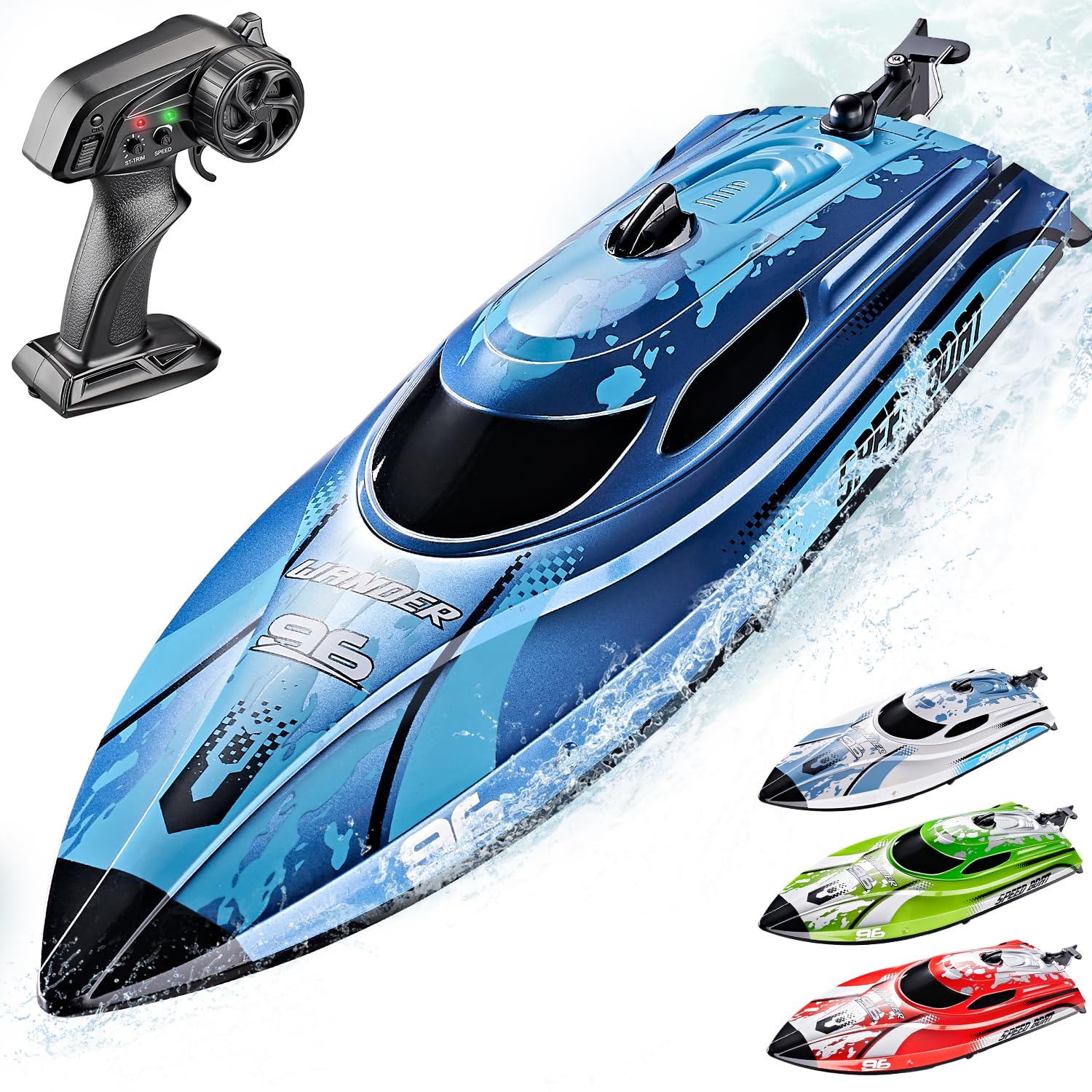 Barco Rc Bezgar Tx126 Azul Con Mando A Distancia De 30 Cm, Velocidad De 25 Km/h - Venta Internacional.