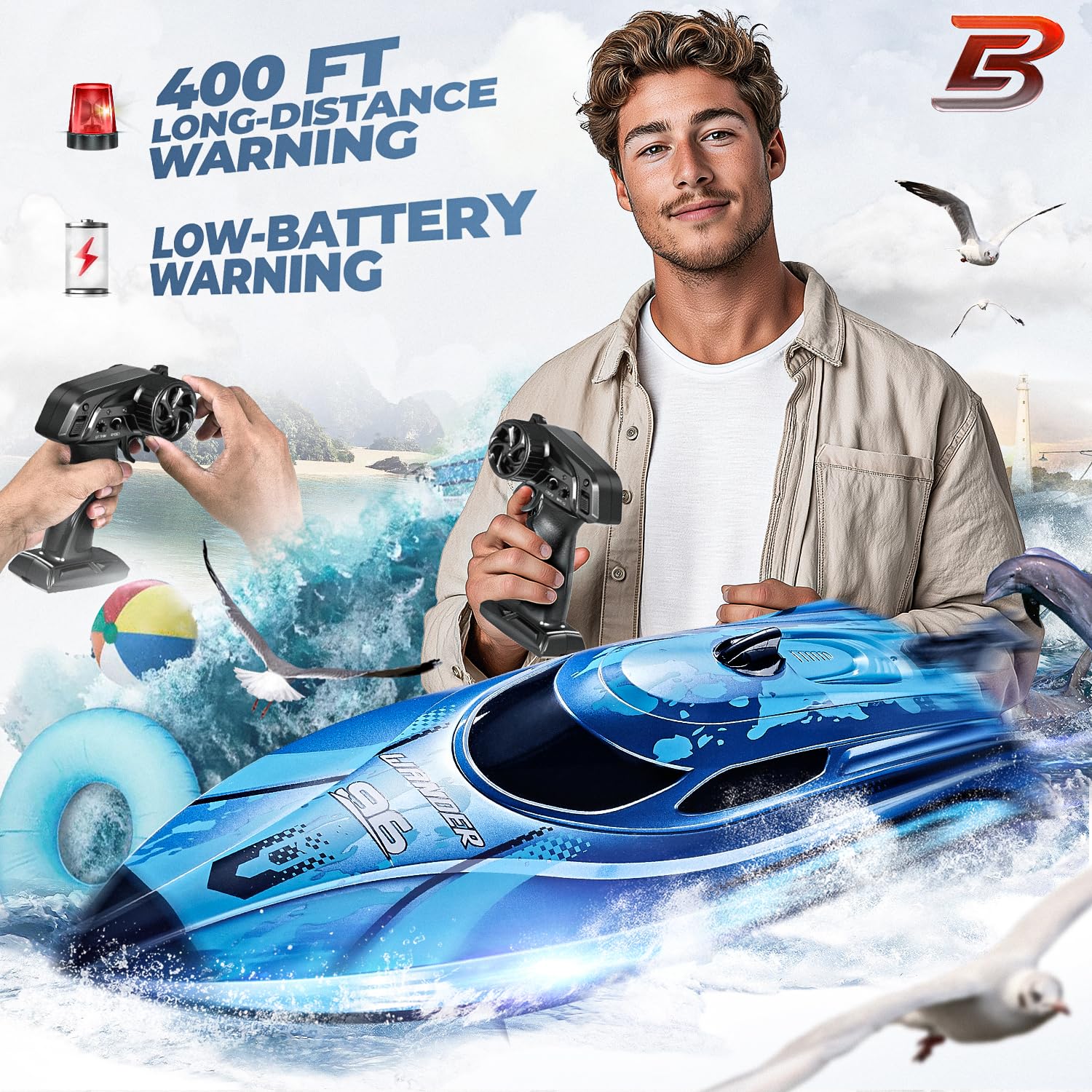 Foto 5 pulgar | Barco Rc Bezgar Tx126 Azul Con Mando A Distancia De 30 Cm, Velocidad De 25 Km/h - Venta Internacional.