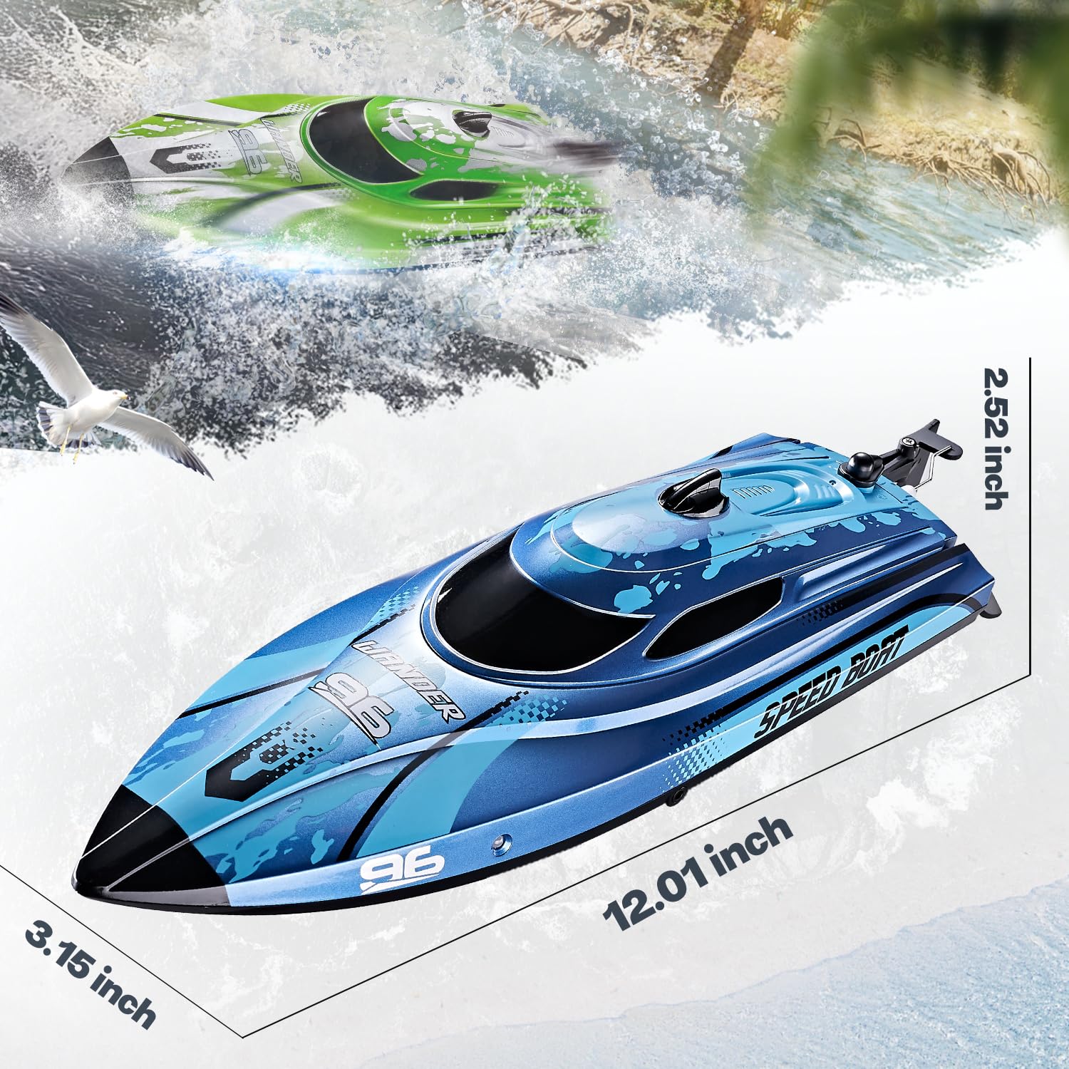 Foto 6 pulgar | Barco Rc Bezgar Tx126 Azul Con Mando A Distancia De 30 Cm, Velocidad De 25 Km/h - Venta Internacional.