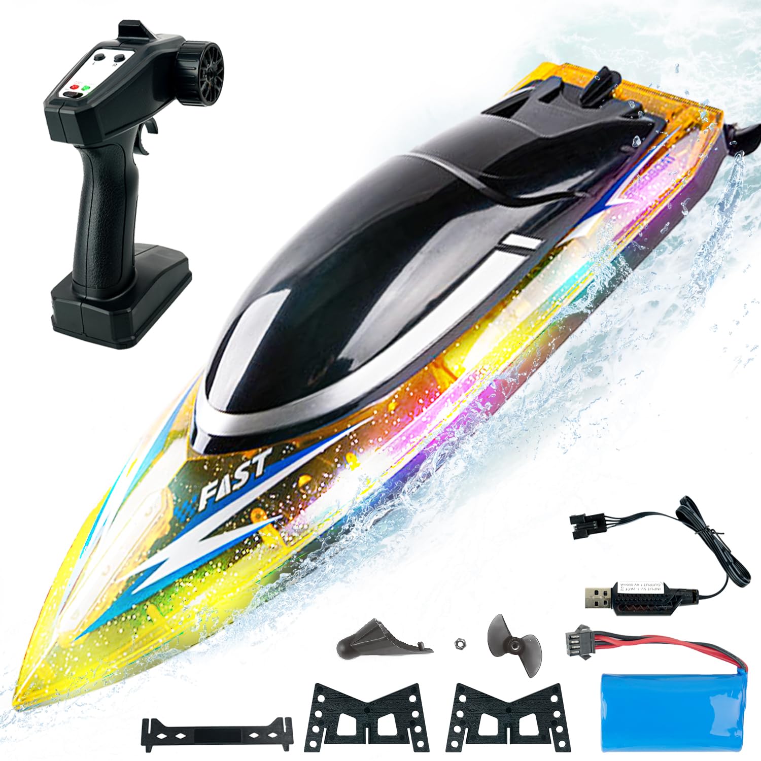 Barco Rc Bezgar Rh709 Amarillo, 40 Cm, 30 Km/h, Resistente Al Agua - Venta Internacional.