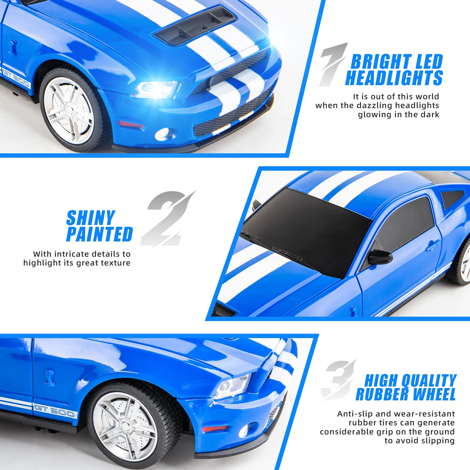 Foto 3 pulgar | Coche A Control Remoto Bdtctk Ford Mustang Shelby Gt500 1/24 - Venta Internacional.