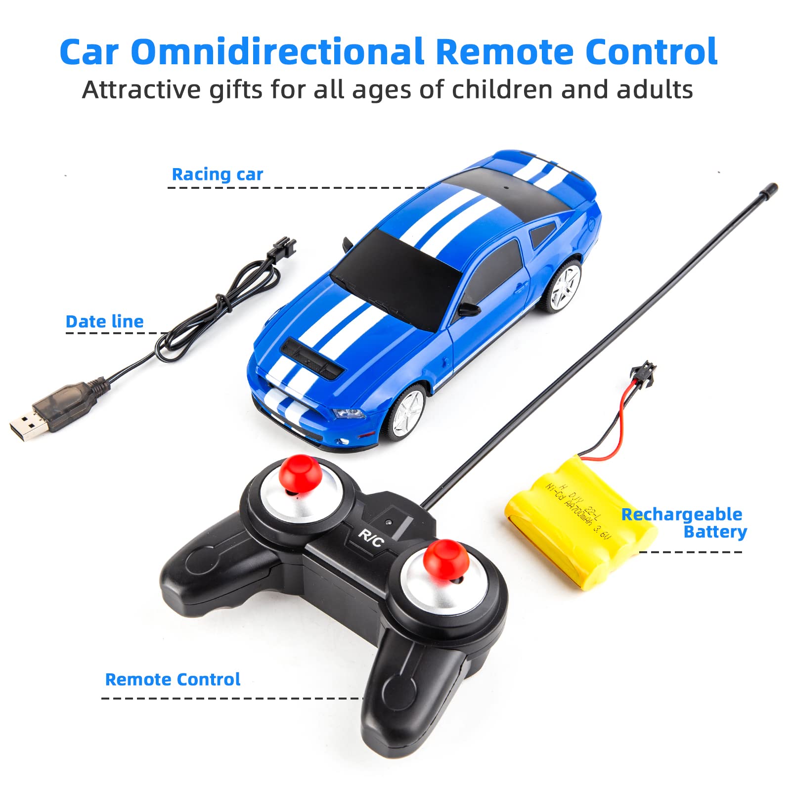 Foto 7 pulgar | Coche A Control Remoto Bdtctk Ford Mustang Shelby Gt500 1/24 - Venta Internacional.