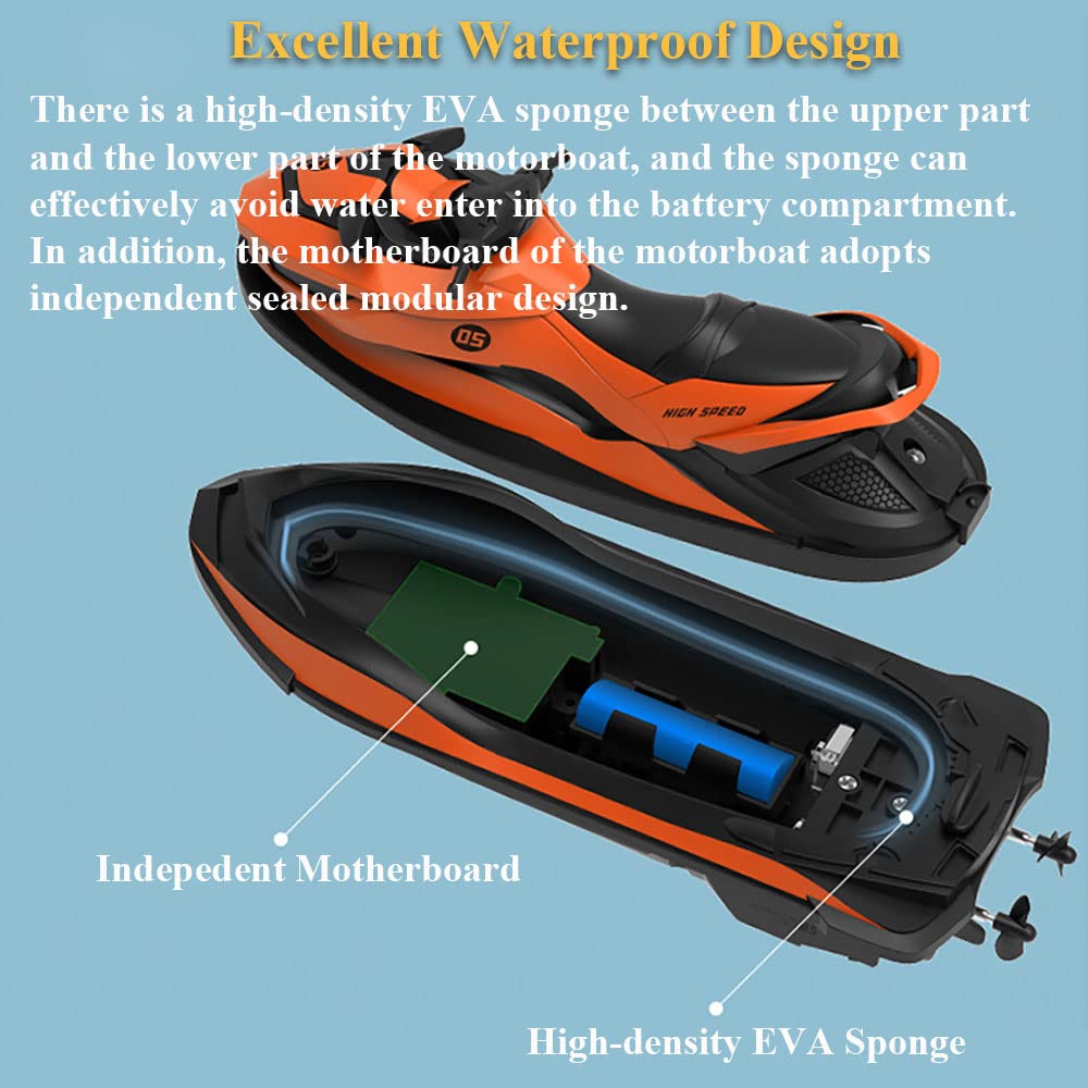 Foto 4 pulgar | Lancha A Motor A Control Remoto Nextake 1:14 Modelo 2 Motores Naranja - Venta Internacional.