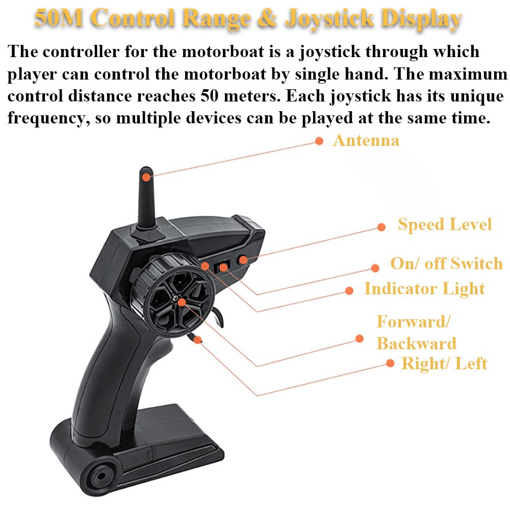 Foto 7 pulgar | Lancha A Motor A Control Remoto Nextake 1:14 Modelo 2 Motores Naranja - Venta Internacional.