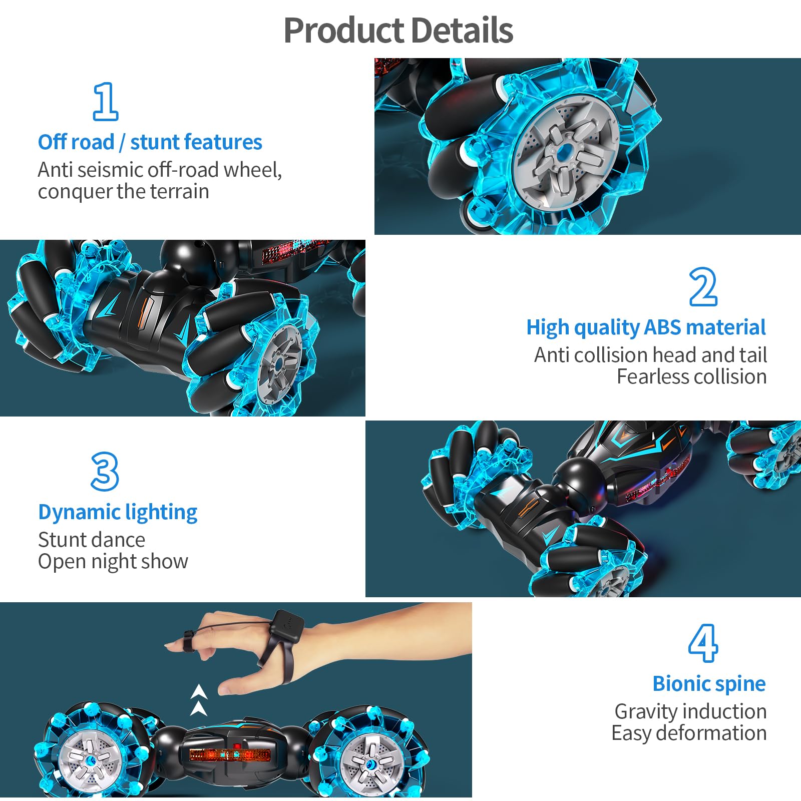 Foto 4 pulgar | Gesto De Control Remoto Rc Stunt Car Deejoy 1:12 2.4ghz 4wd - Venta Internacional.