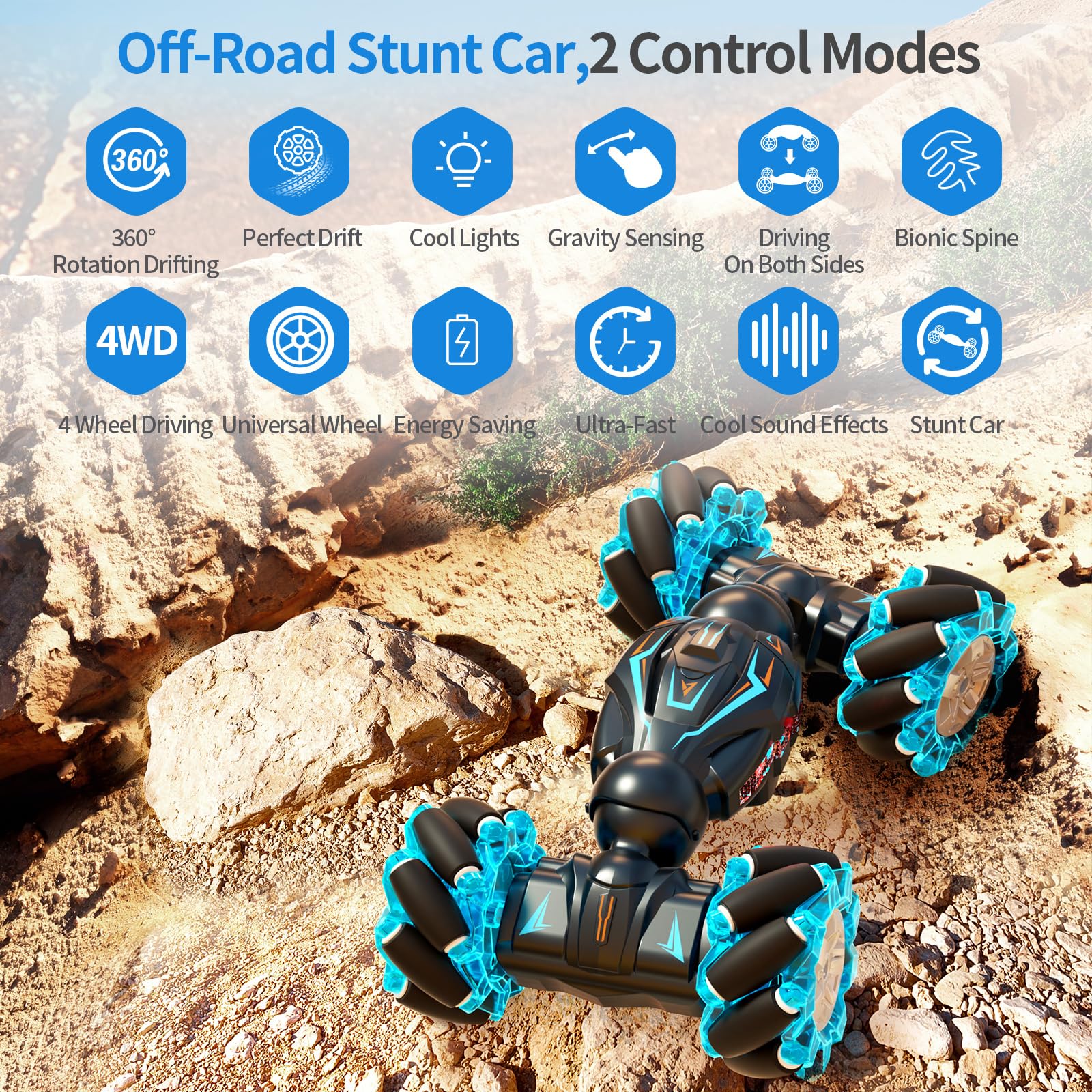 Foto 6 pulgar | Gesto De Control Remoto Rc Stunt Car Deejoy 1:12 2.4ghz 4wd - Venta Internacional.