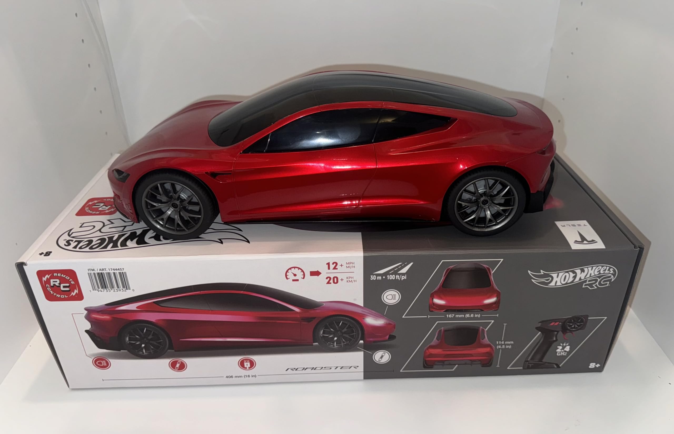 Foto 3 pulgar | Coche A Control Remoto Mattel Hot Wheels Tesla Roadster Red - Venta Internacional.