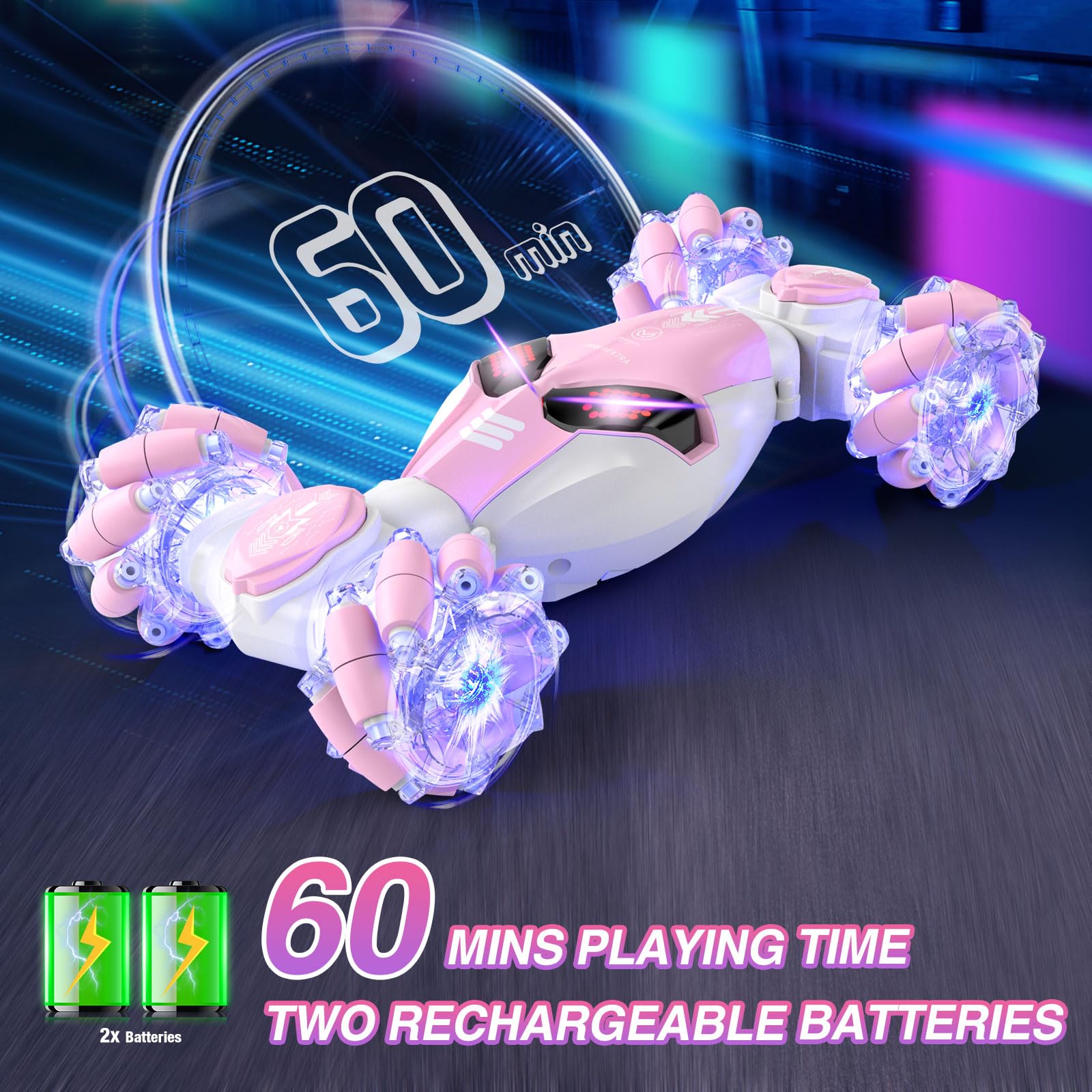 Foto 7 pulgar | Rc Stunt Car Powerextra Gesture Sensing 4wd Para Niñas Mayores De 8 Años, Rosa - Venta Internacional.