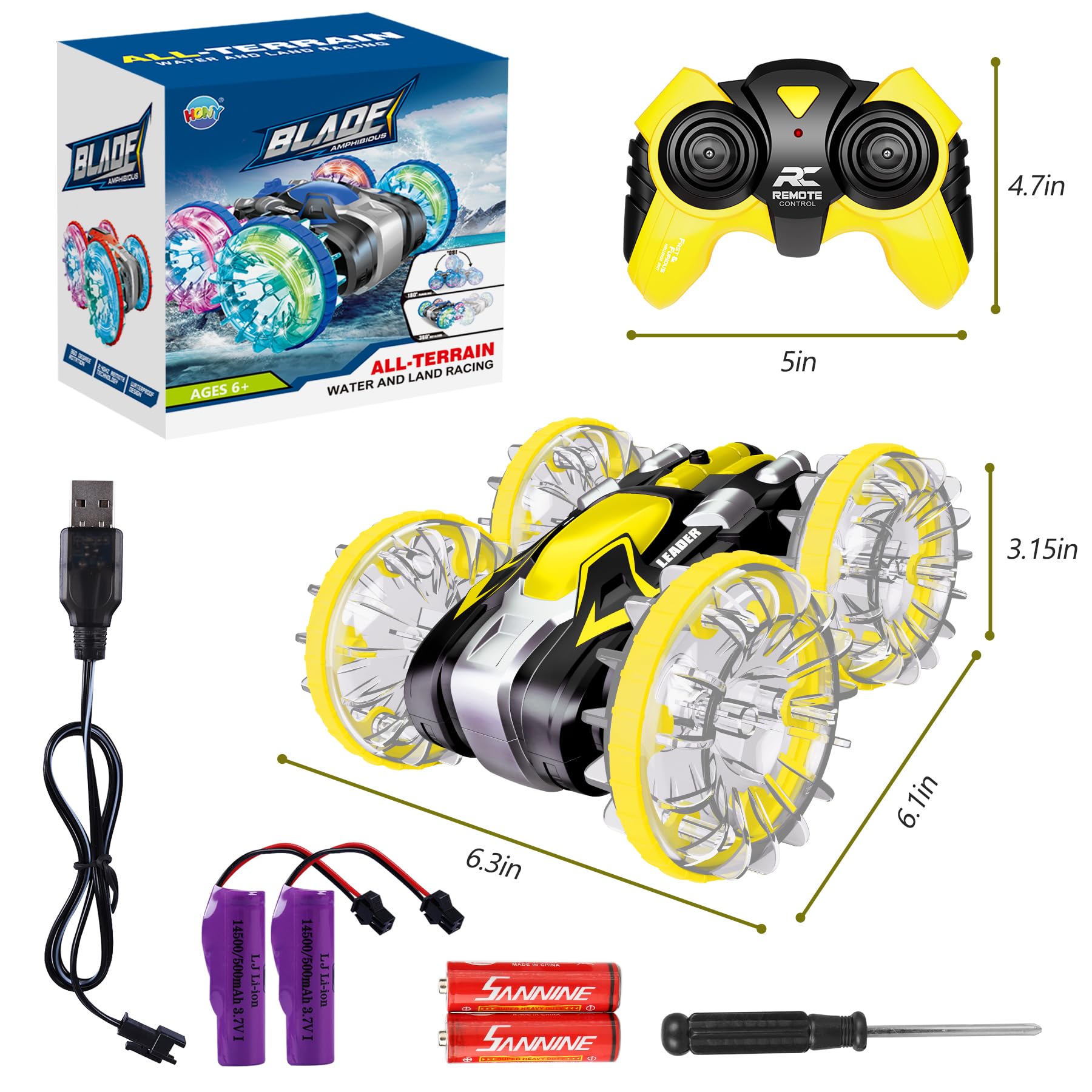 Foto 4 | Hincel Anfibio Rc Para Coche Toy Amphibious Para Niños De 5 A 12 Años, Impermeable - Venta Internacional.