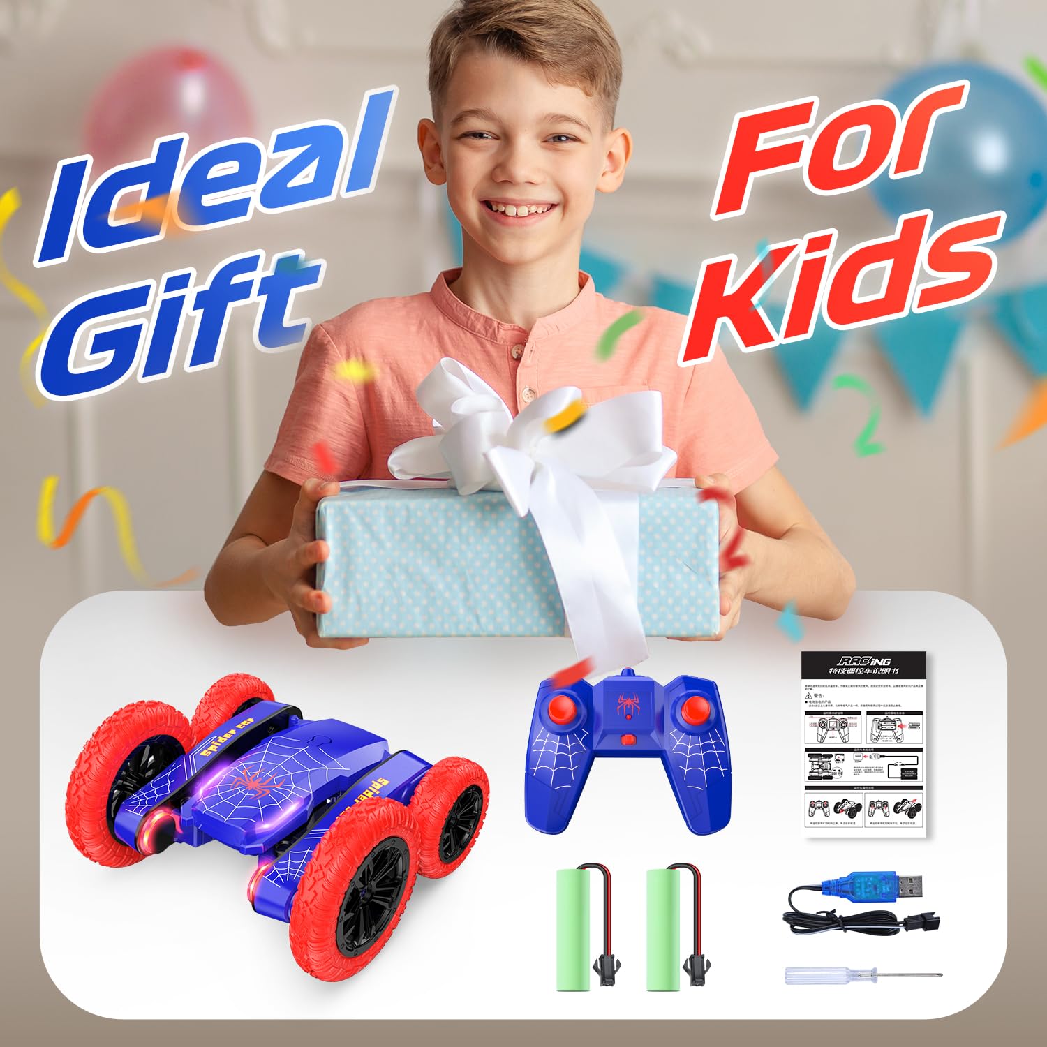 Foto 8 pulgar | Mini Rc Stunt De Doble Cara Deerc Spider Con Mando A Distancia - Venta Internacional.