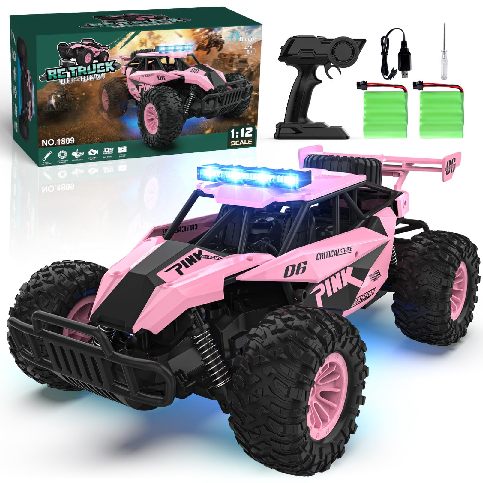 Coche A Control Remoto Bluejay 1:12 Monster Truck Para Niños De 8 A 12 Años - Venta Internacional.