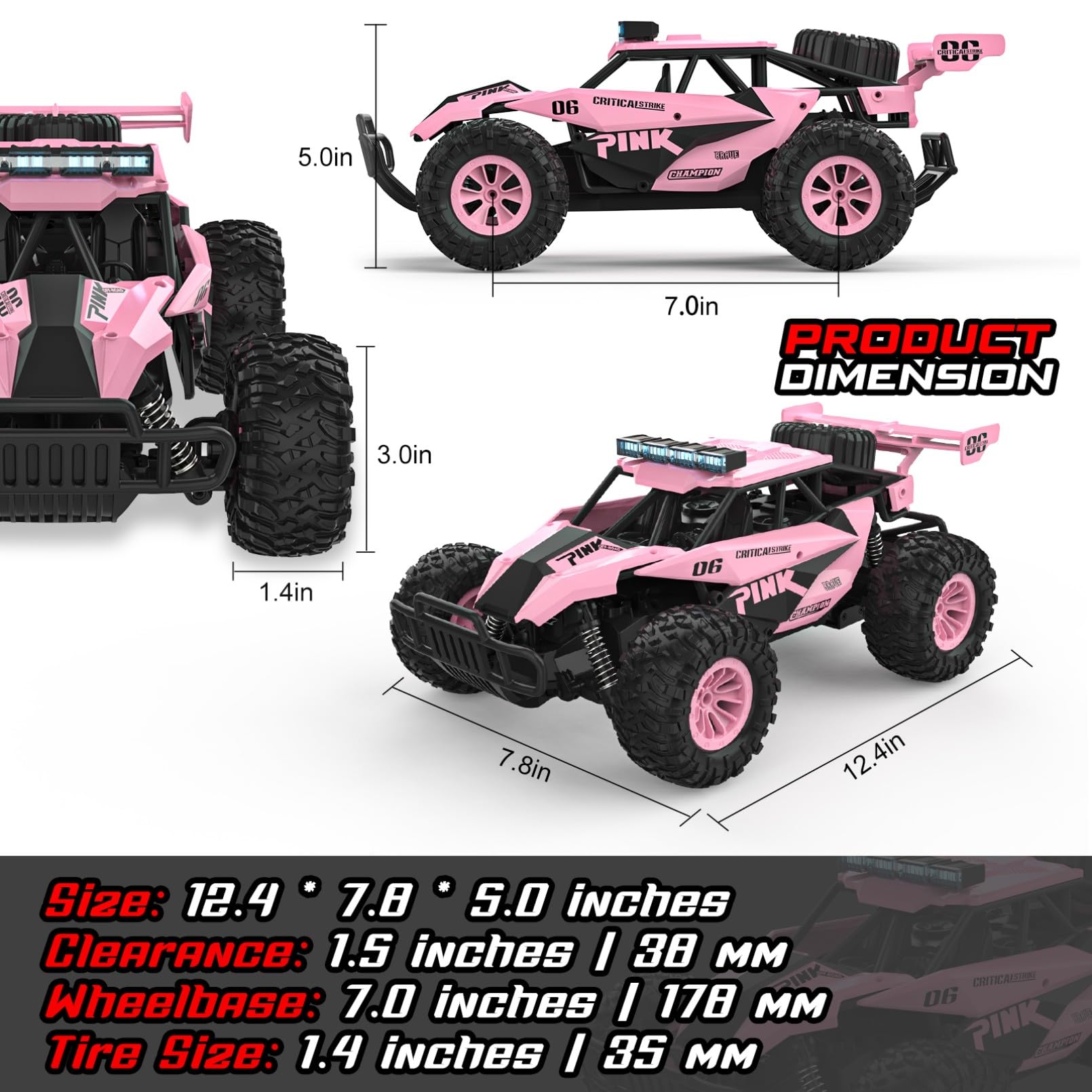 Foto 6 pulgar | Coche A Control Remoto Bluejay 1:12 Monster Truck Para Niños De 8 A 12 Años - Venta Internacional.