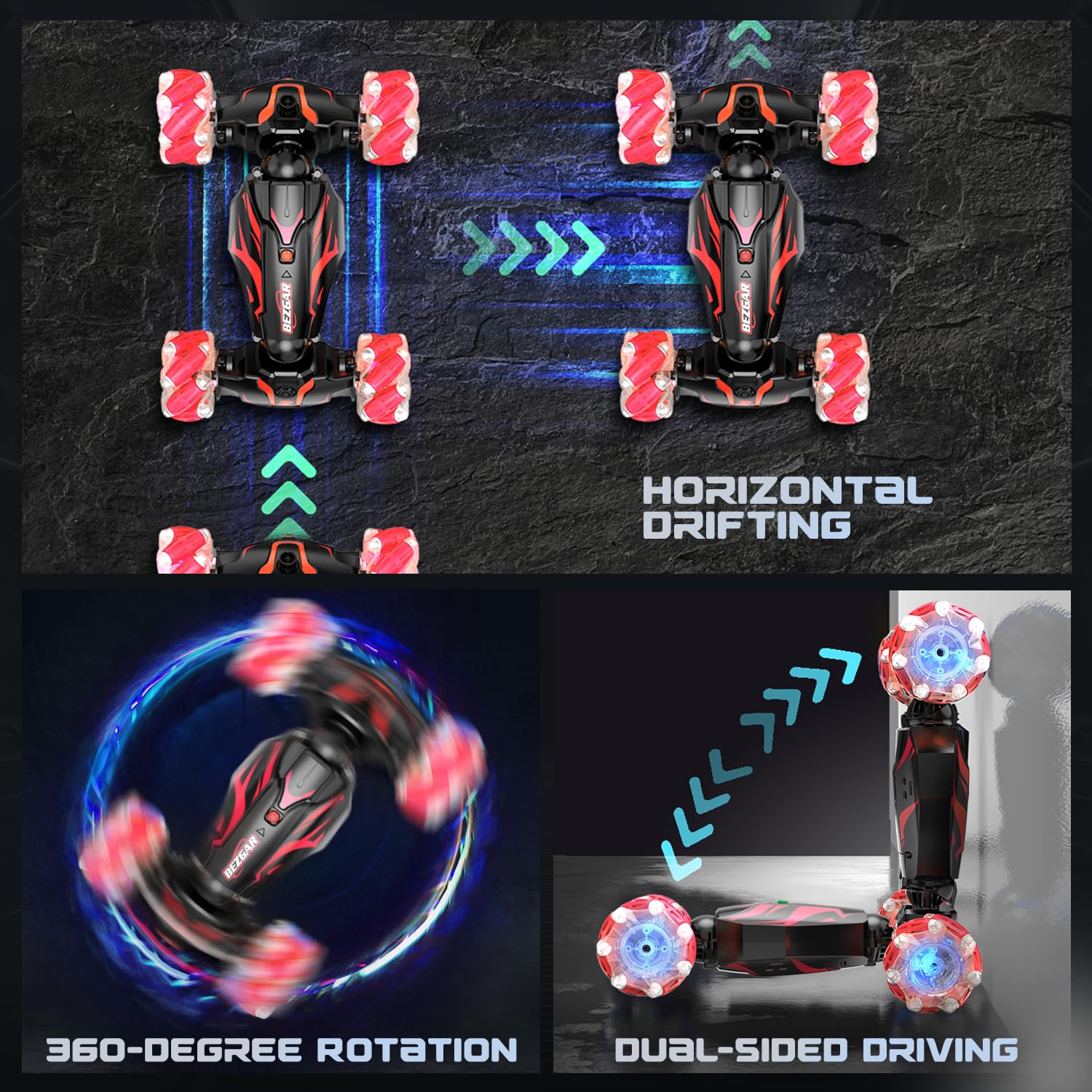 Foto 6 pulgar | Coche Rc Stunt Car Bezgar Con Sensor De Gestos 4wd Para Niños De 6 A 12 Años - Venta Internacional.