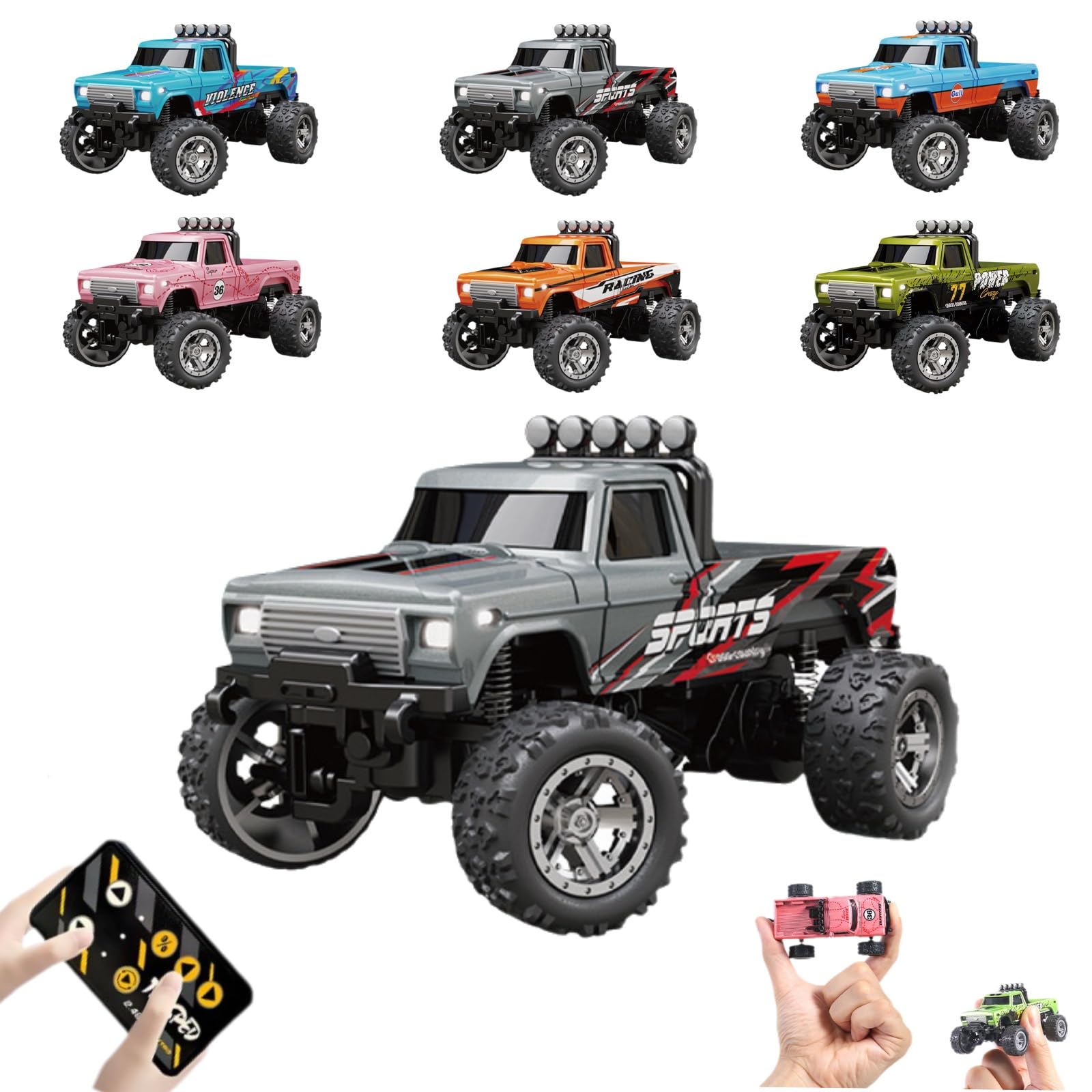 Foto 2 pulgar | Control Remoto Rc Monster Truck Mini A Escala 1:64 Con Luces De 2,4 Ghz - Venta Internacional.