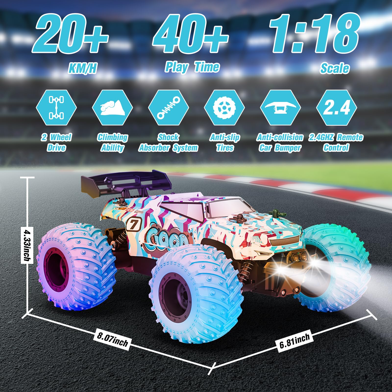 Foto 3 pulgar | Auto Monster Truck A Control Remoto Para Niños De 4 A 7 Y 8 A 12 Años - Venta Internacional.