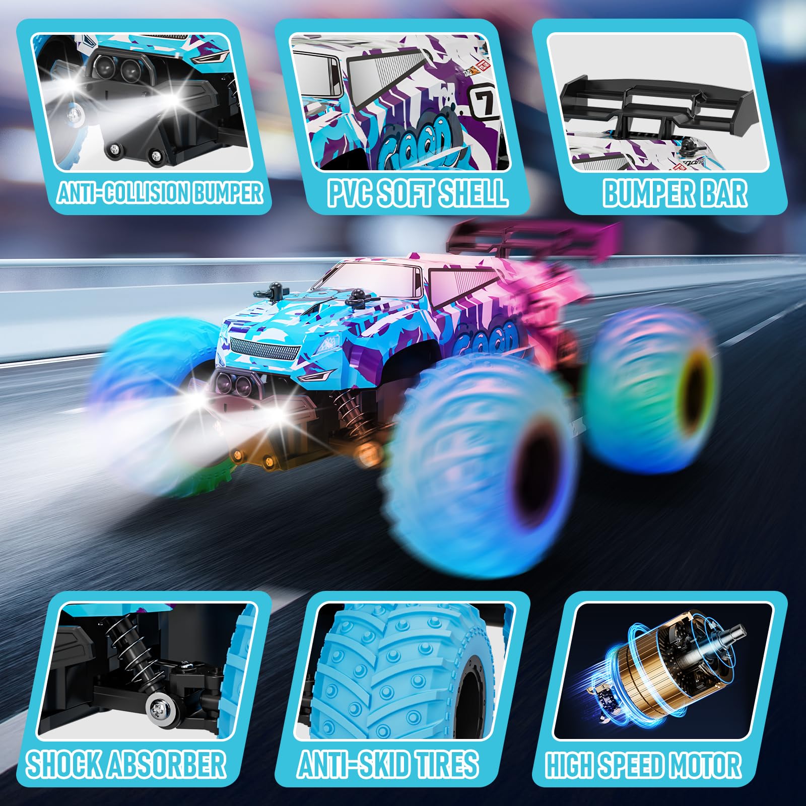 Foto 5 pulgar | Auto Monster Truck A Control Remoto Para Niños De 4 A 7 Y 8 A 12 Años - Venta Internacional.