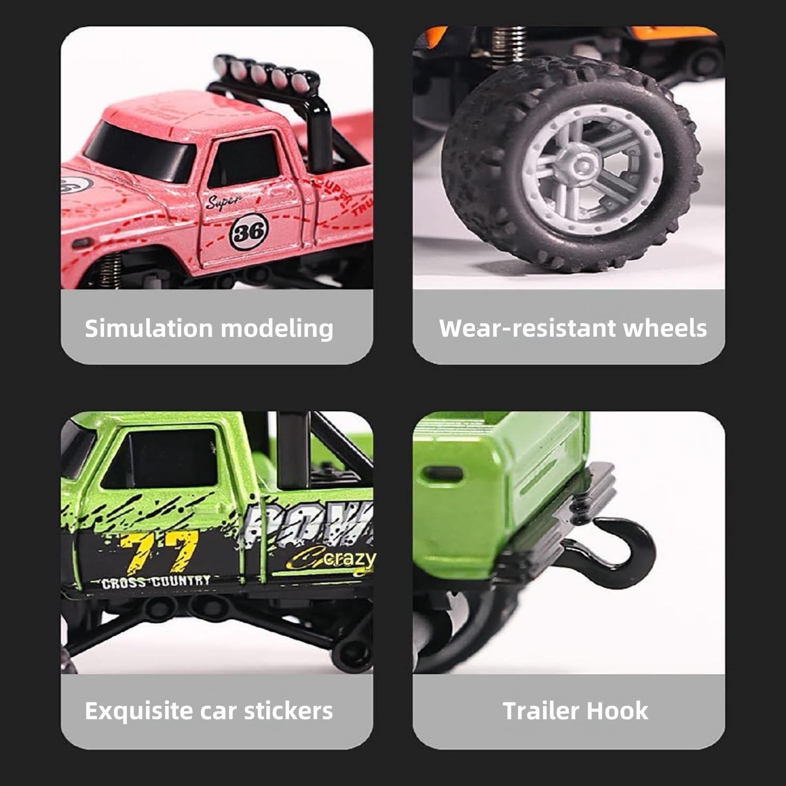 Foto 6 pulgar | Control Remoto Rc Monster Truck Mini A Escala 1:64 Con Luces De 2,4 Ghz - Venta Internacional.