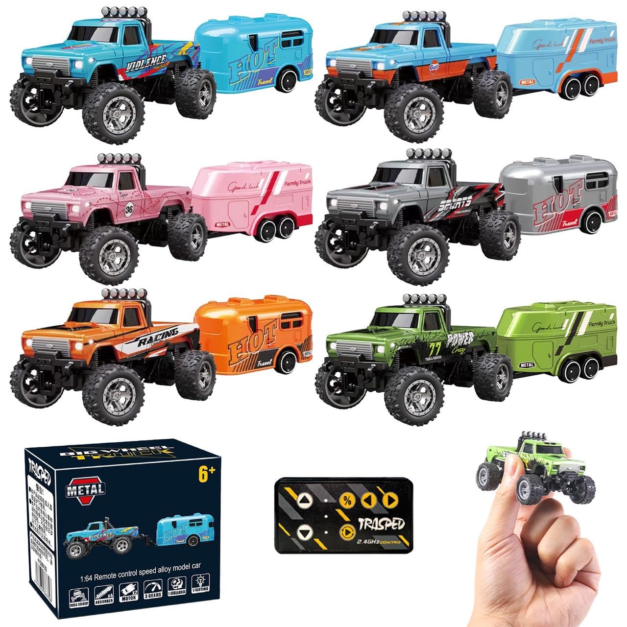 Mini Cyber Truck Rc Monster Truck Con Remolque, 6 Colores 1:64 - Venta Internacional.
