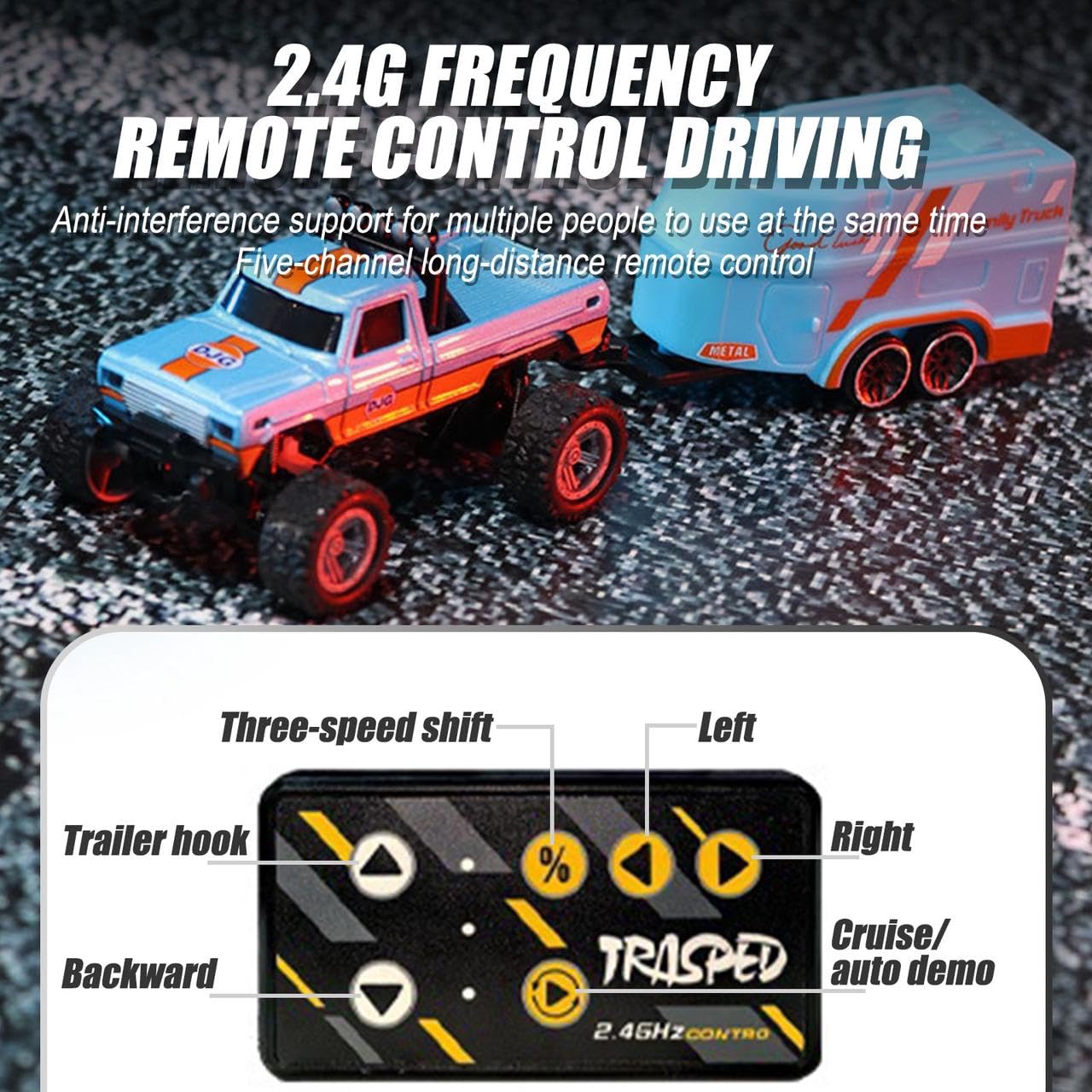Foto 4 pulgar | Mini Cyber Truck Rc Monster Truck Con Remolque, 6 Colores 1:64 - Venta Internacional.