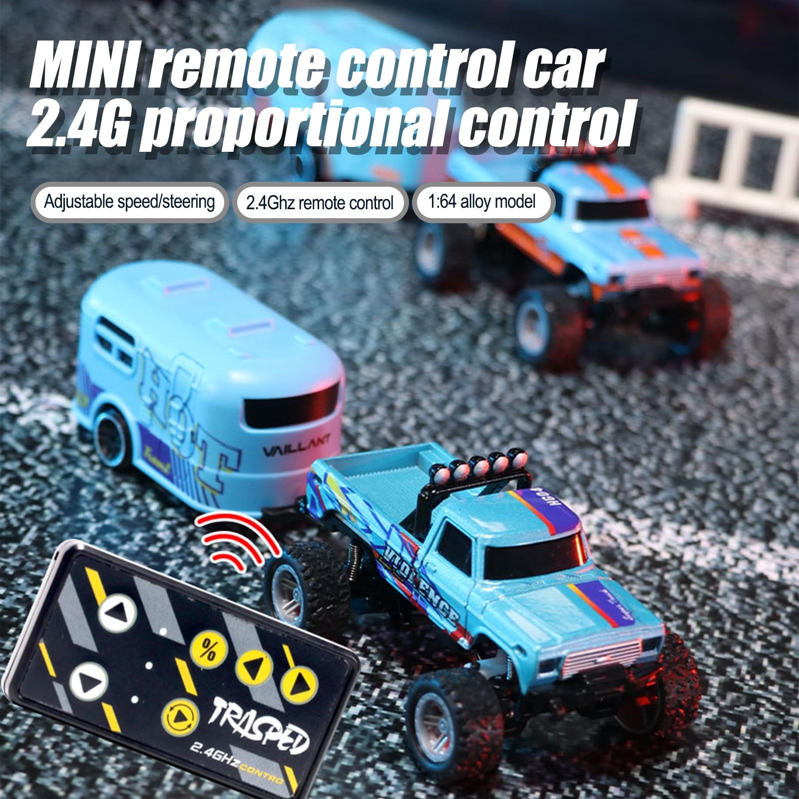 Foto 8 pulgar | Mini Cyber Truck Rc Monster Truck Con Remolque, 6 Colores 1:64 - Venta Internacional.