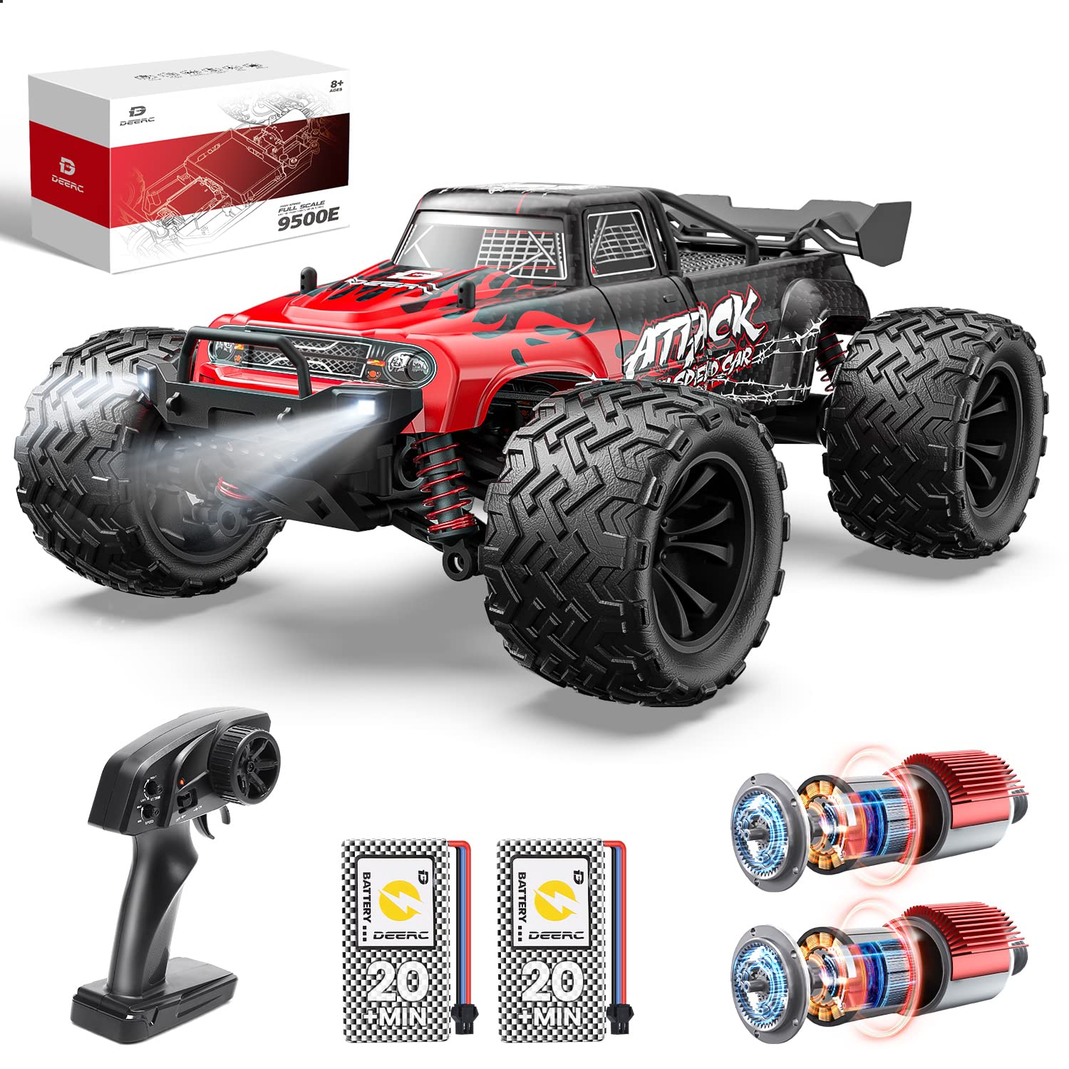 Coche Rc Deerc 9500e Todo Terreno A Escala 1:16 De 40 Km/h Con 2 Baterías - Venta Internacional.