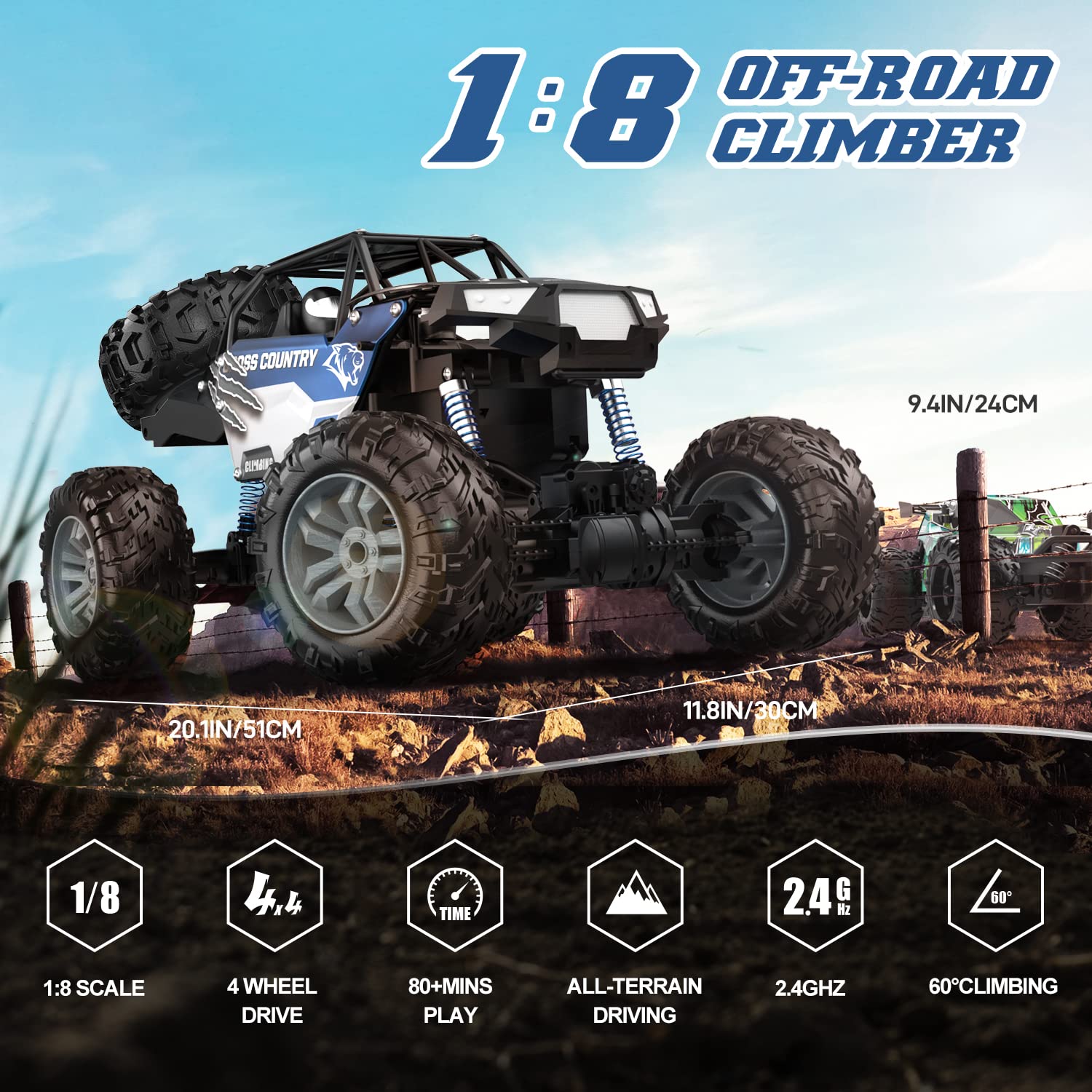 Foto 4 pulgar | Monster Truck Deerc A Control Remoto A Escala 1:8 Para Adultos - Venta Internacional.