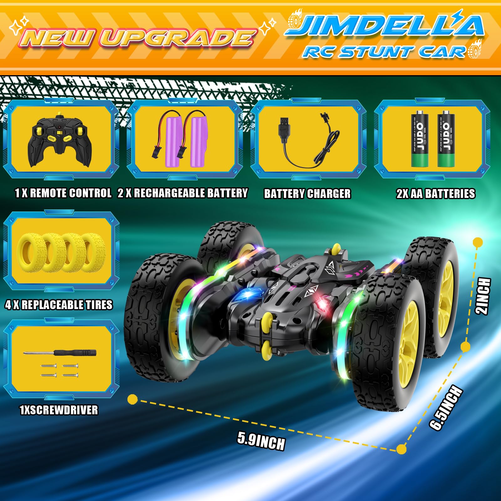 Foto 8 pulgar | Coche Con Control Remoto Jimdella Rc Cars Con Luces Para Niños De 4 A 6 Años - Venta Internacional.